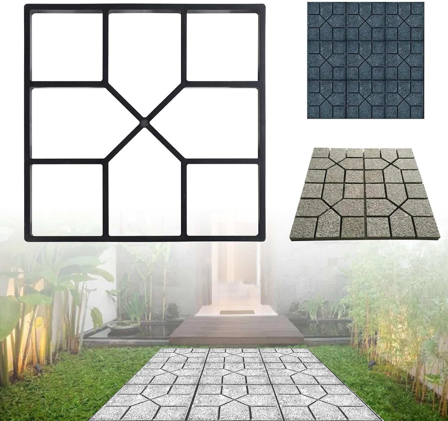 Justincity Reusable Plastic Concrete Paving Mold for Garden Driveway ...