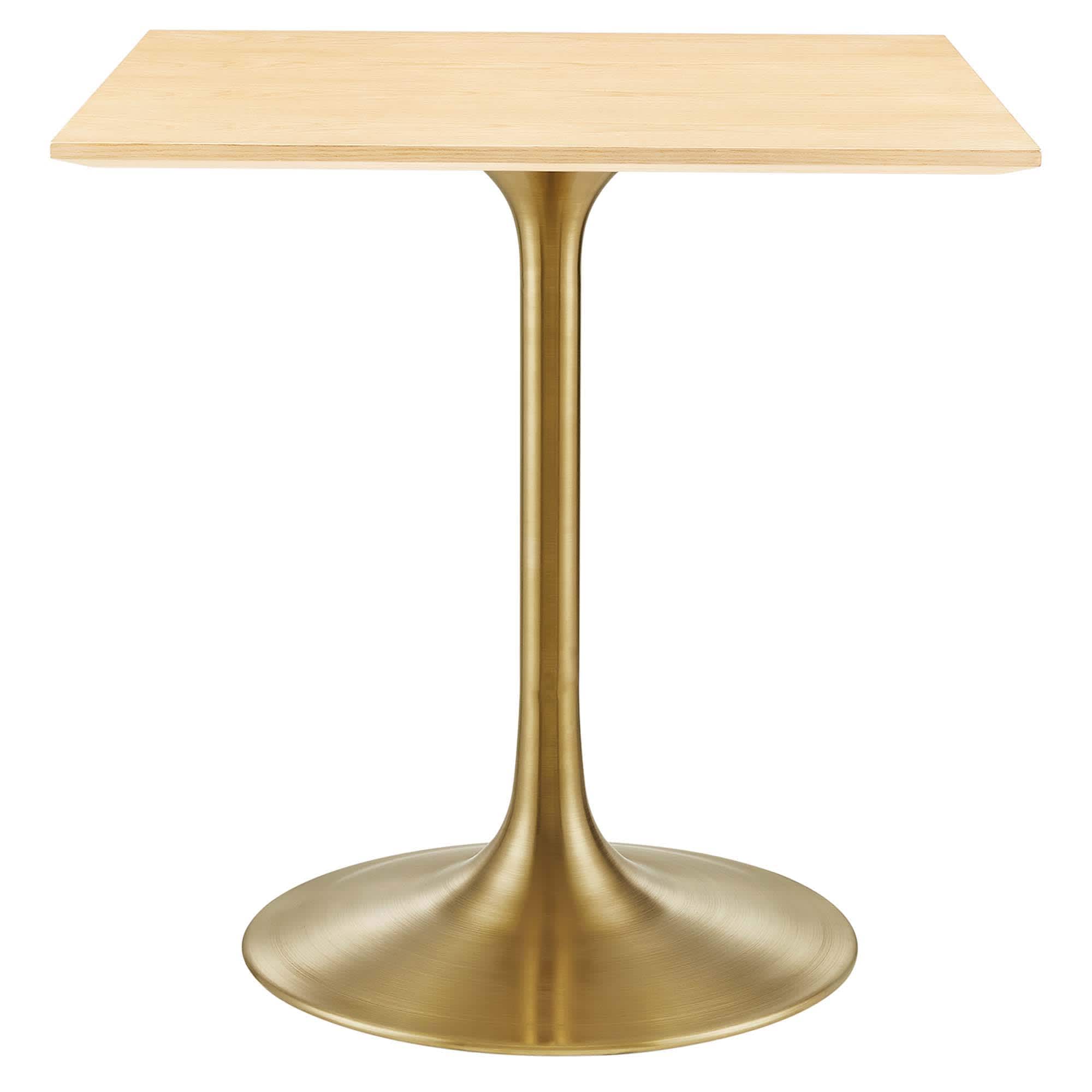 Modway EEI-5221-GLD-NAT Lippa 28 Inch  Square Wood Dining Table in Gold Natural