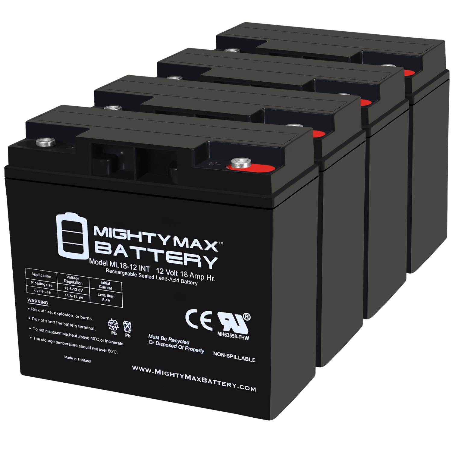 Mighty Max Battery 12V 18AH INT Replaces 6fm17 6-dzm-20 6-fm-18 ...