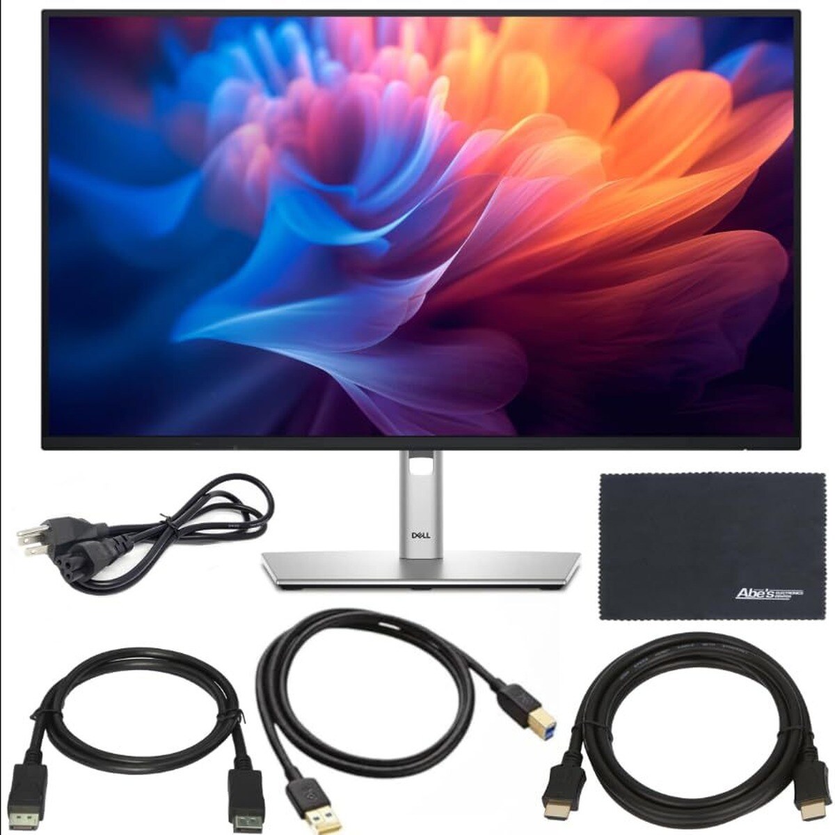 Dell AOM  P2725H Computer Monitor Screen 27-inch 16:9 IPS Display 100Hz w/Stand - Full HD 1920 x 1080 with Power Cord + DisplayPort Cable + ZoomSpeed HDMI Cable + USB 3.0 Microfiber Cloth
