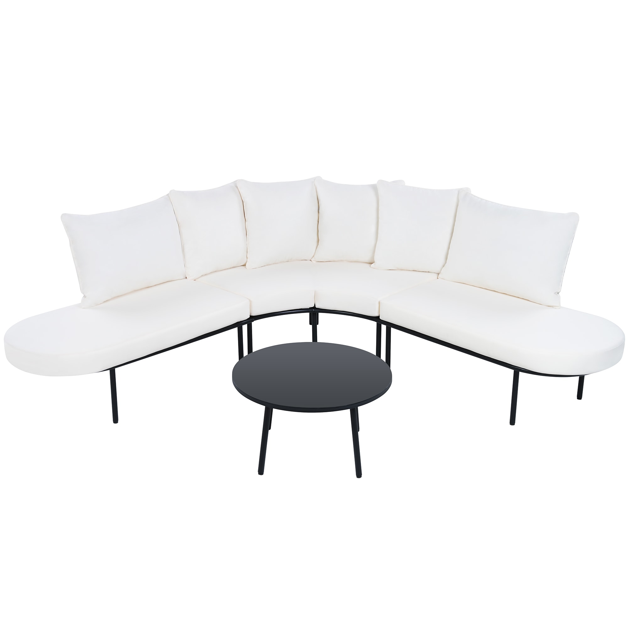 Clihome CNBL-09BLKPRD 2 -Piece Rattan Patio Sofa Conversation Set with Off-white Cushions