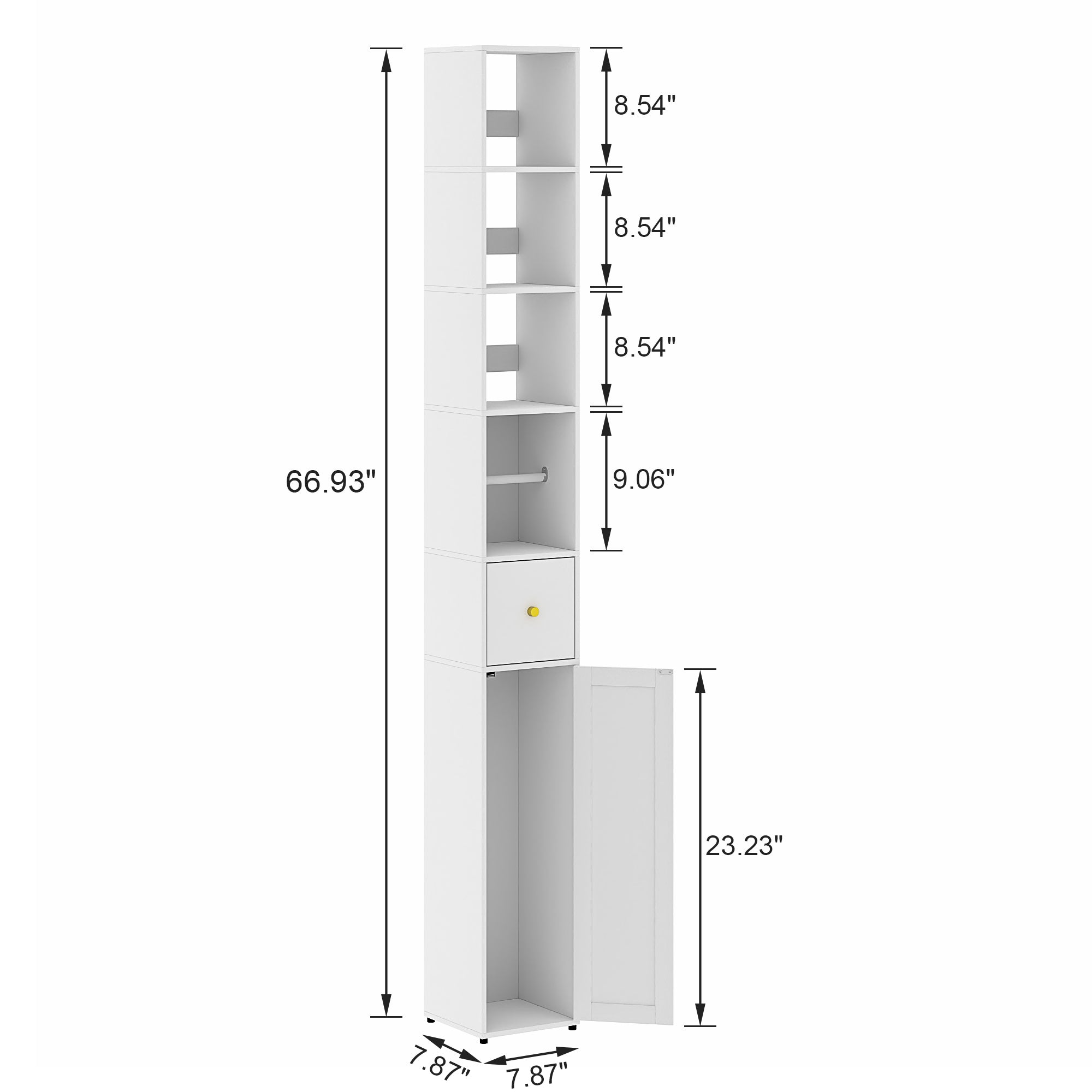 Vecelo LOE-BC13-WHT Linen-Cabinets - View #2