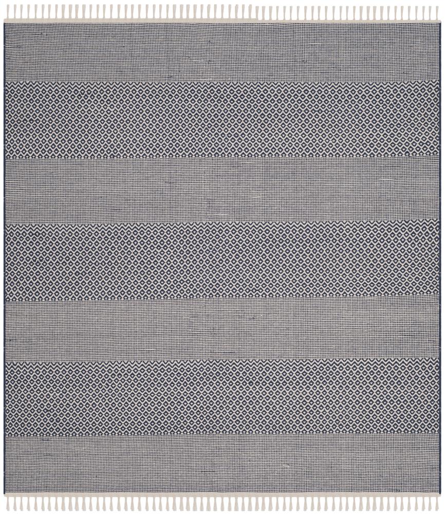 Safavieh MTK330B-8SQ Montauk Bicheno 8 x 8 (ft) Cotton Ivory/Navy Square Indoor Stripe Area rug