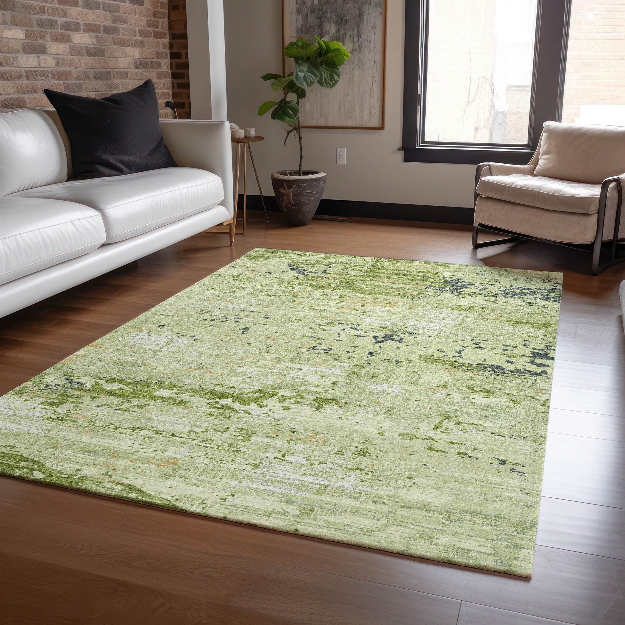 Addison Rugs ACN1393AL30X46 Chantille ACN1393AL 2 x 3 (ft) Polyester Aloe Rectangular Indoor/Outdoor Geometric Machine washable Area rug