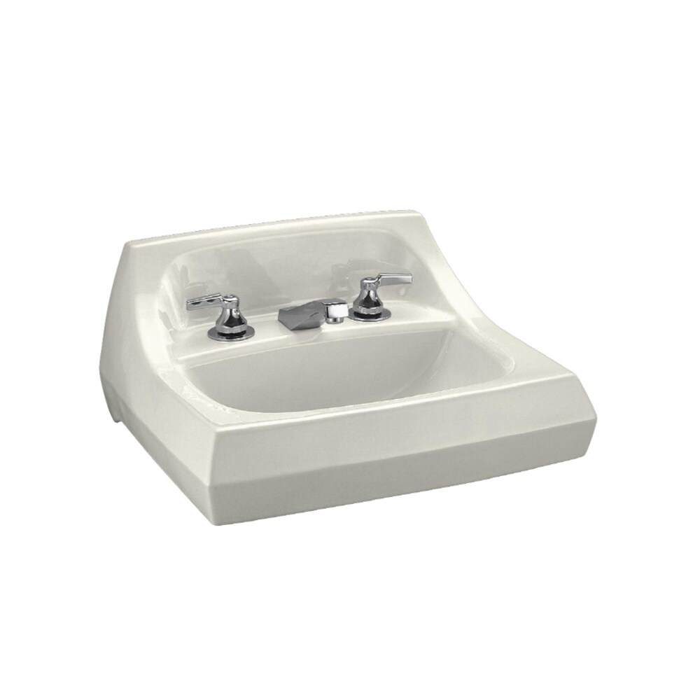 KOHLER 2005-96 Kingston Vitreous china Wall-mount Rectangular Traditional Biscuit Bathroom Sink ( 21.25-Inches x 18.125-Inches )