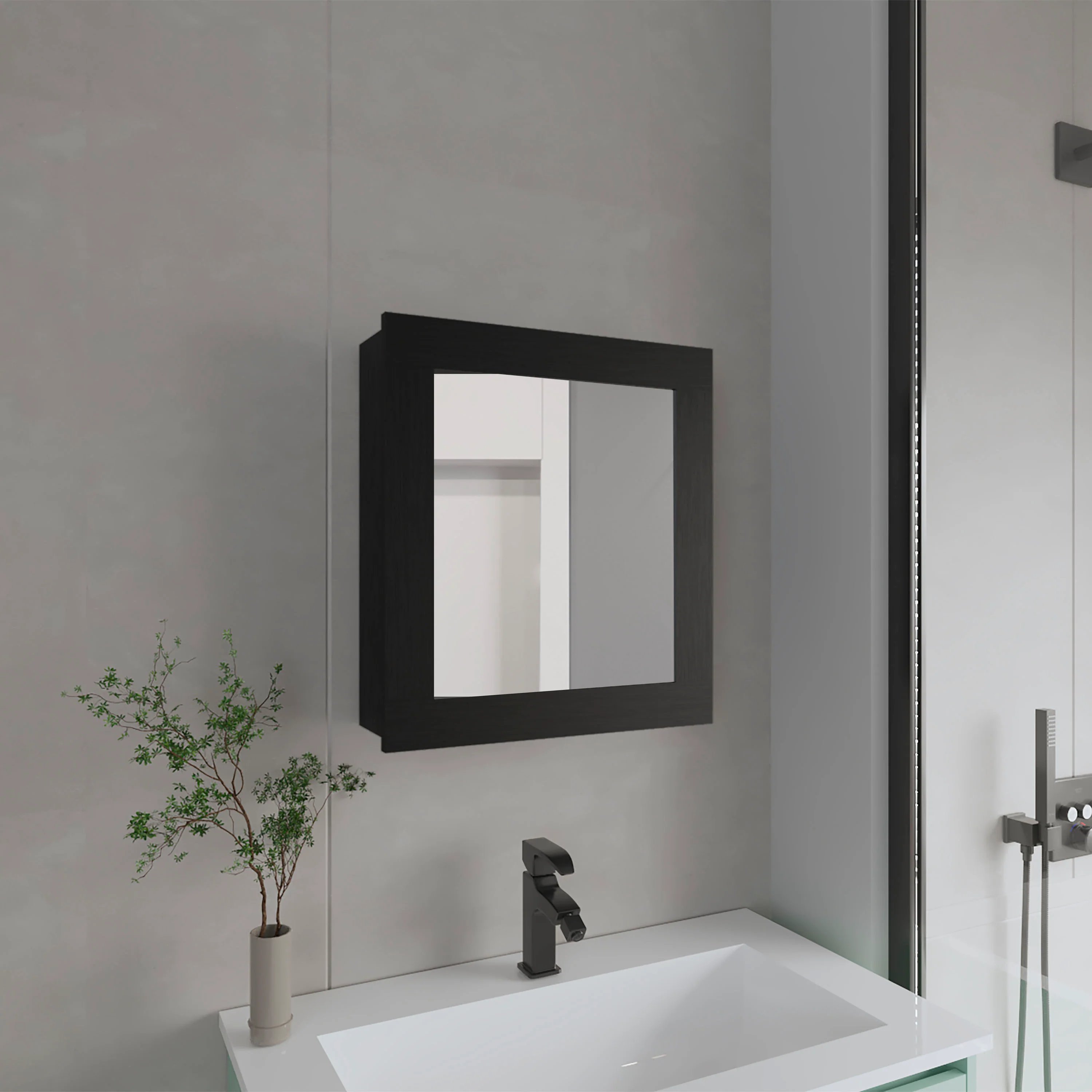 Tahanbath XJ Wenge Medicine Cabinet with Included Mirror