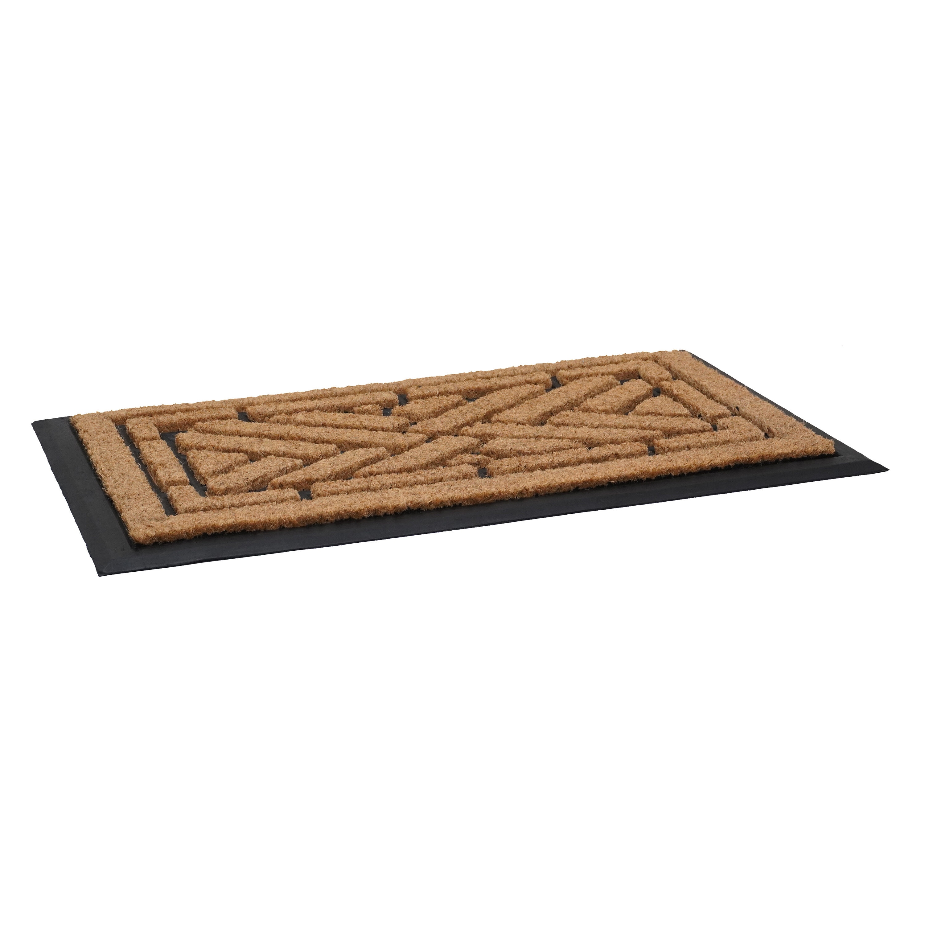 Geometric Natural Coir and Rubber Outdoor Doormat 18" x 30"