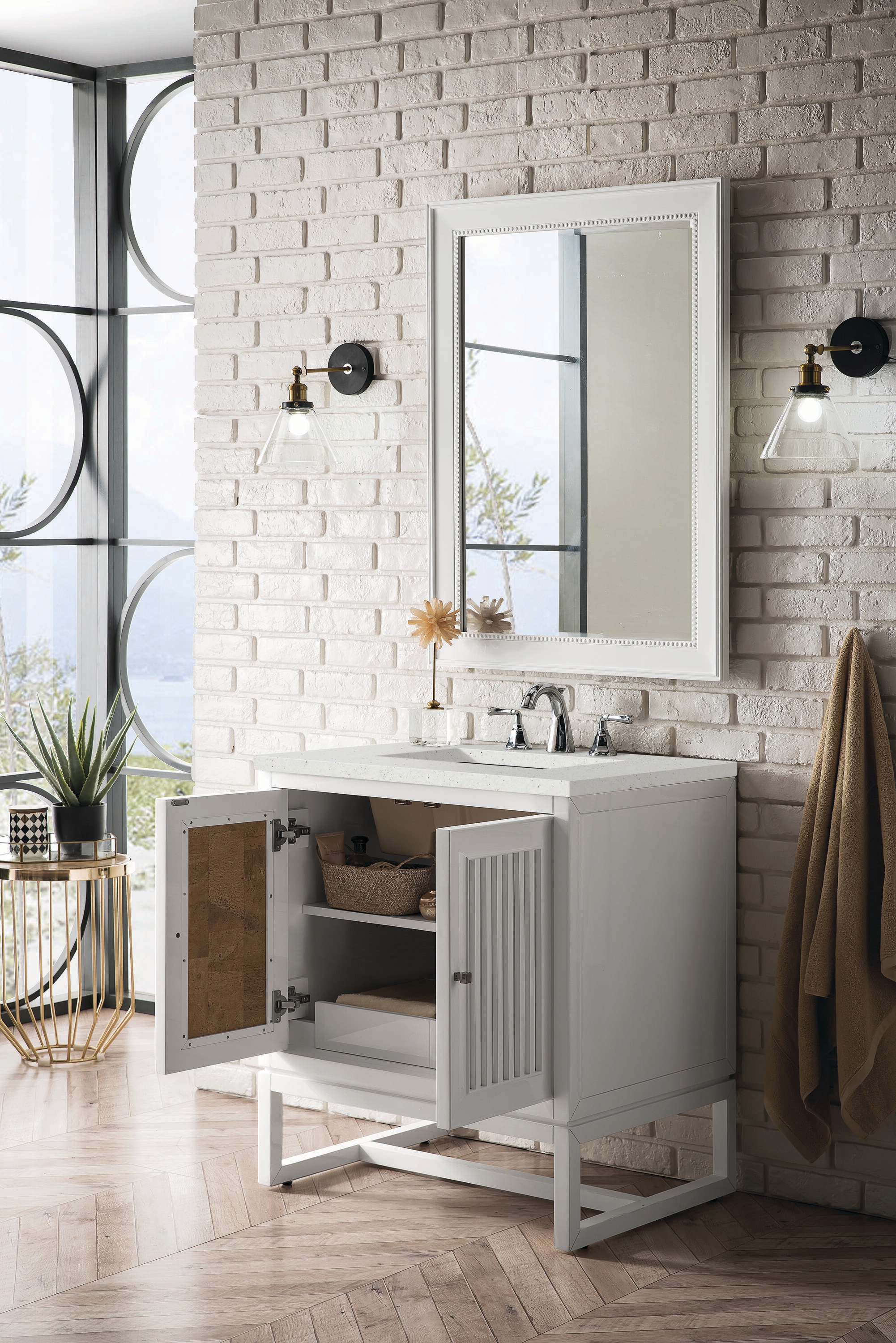 Athens 30" Glossy White Single Bathroom Vanity with Quartz Top