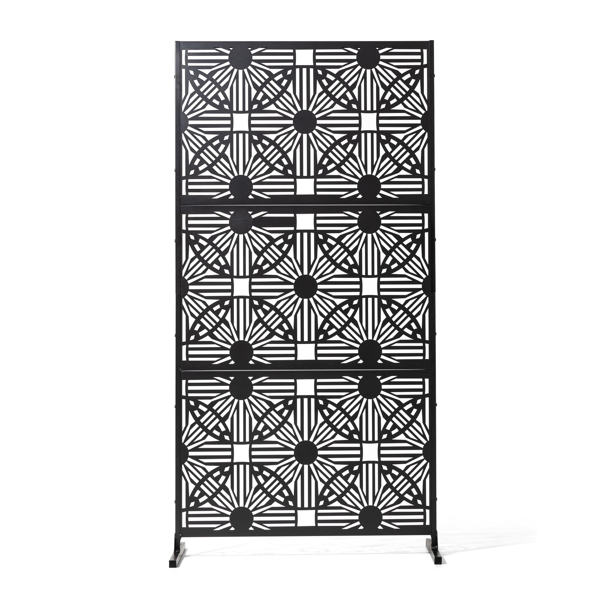 Glitzhome 2039200002 36.25-Inches W x 71.5-Inches H Black Steel Outdoor Privacy Screen