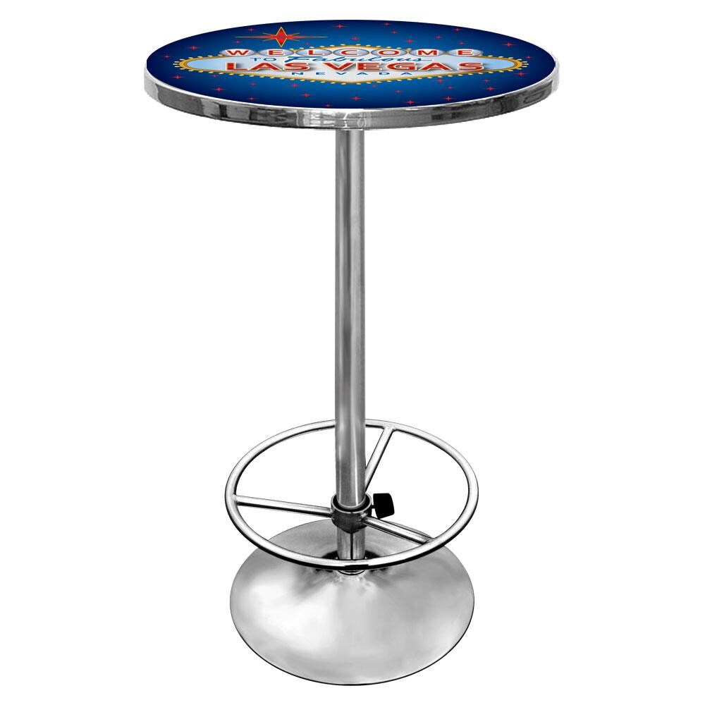 Trademark Gameroom LV2000 Pub Tables Chrome Round Traditional Bar Table, Composite with Metal Pedestal Base 27.375-in L x 42-in H