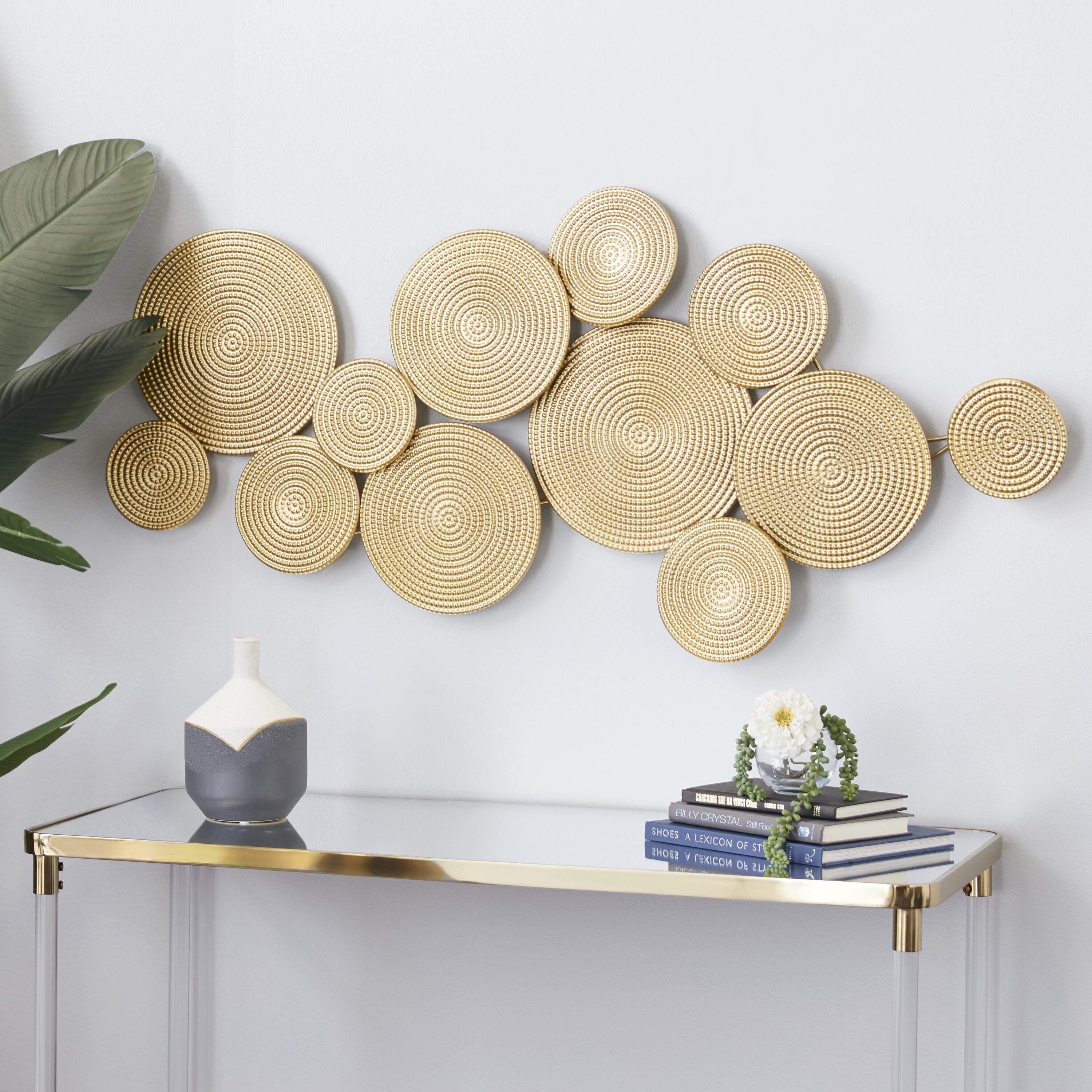 Gold Circular Iron Bohemian Wall Sculpture