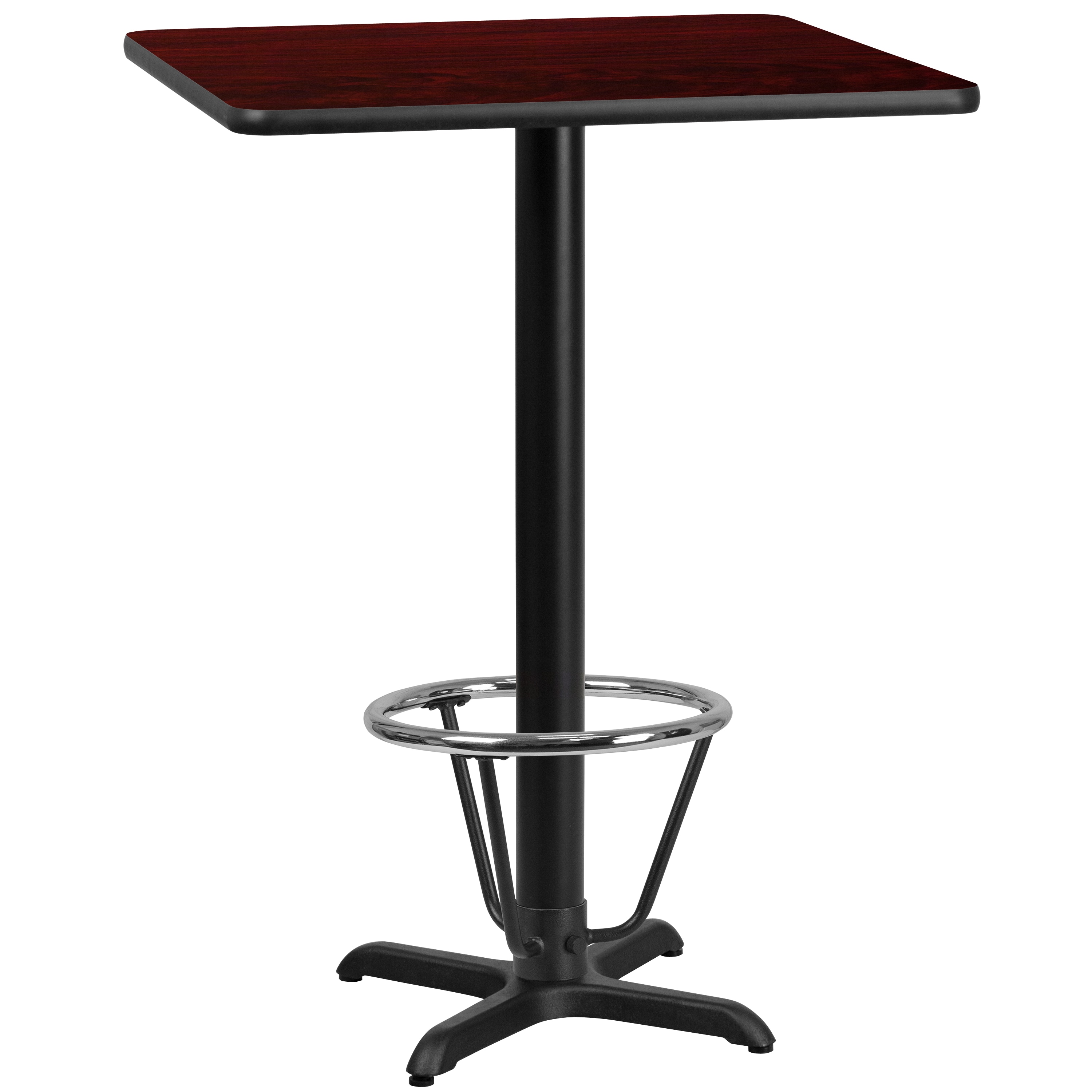 Flash Furniture 889142217817 Mahogany Contemporary/Modern Bar Table, Wood veneer with Black Metal 24-in L x 43.13-in H