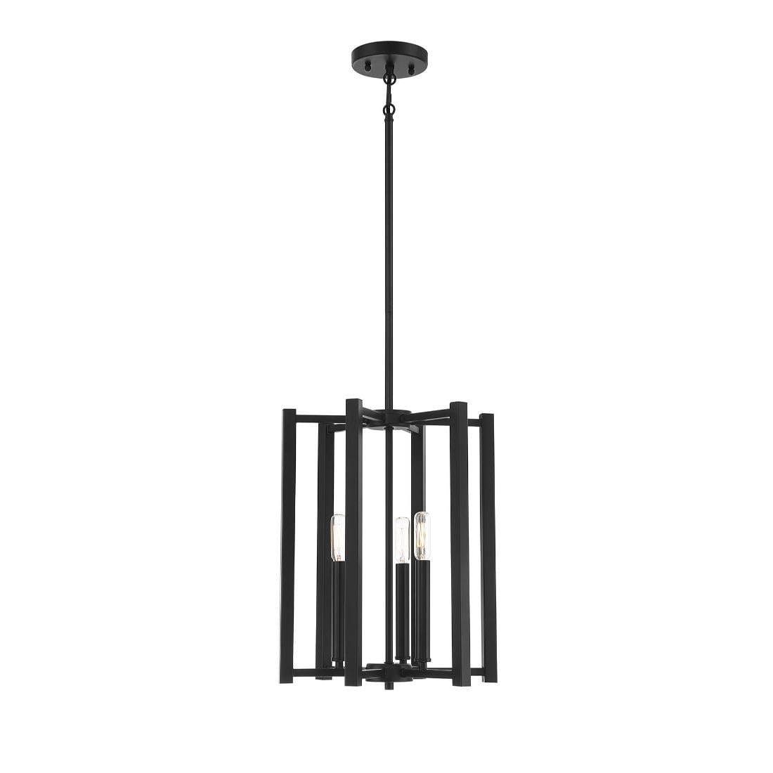  LW-SH640676 3-Light Matte Black Transitional Geometric Hanging Pendant Light