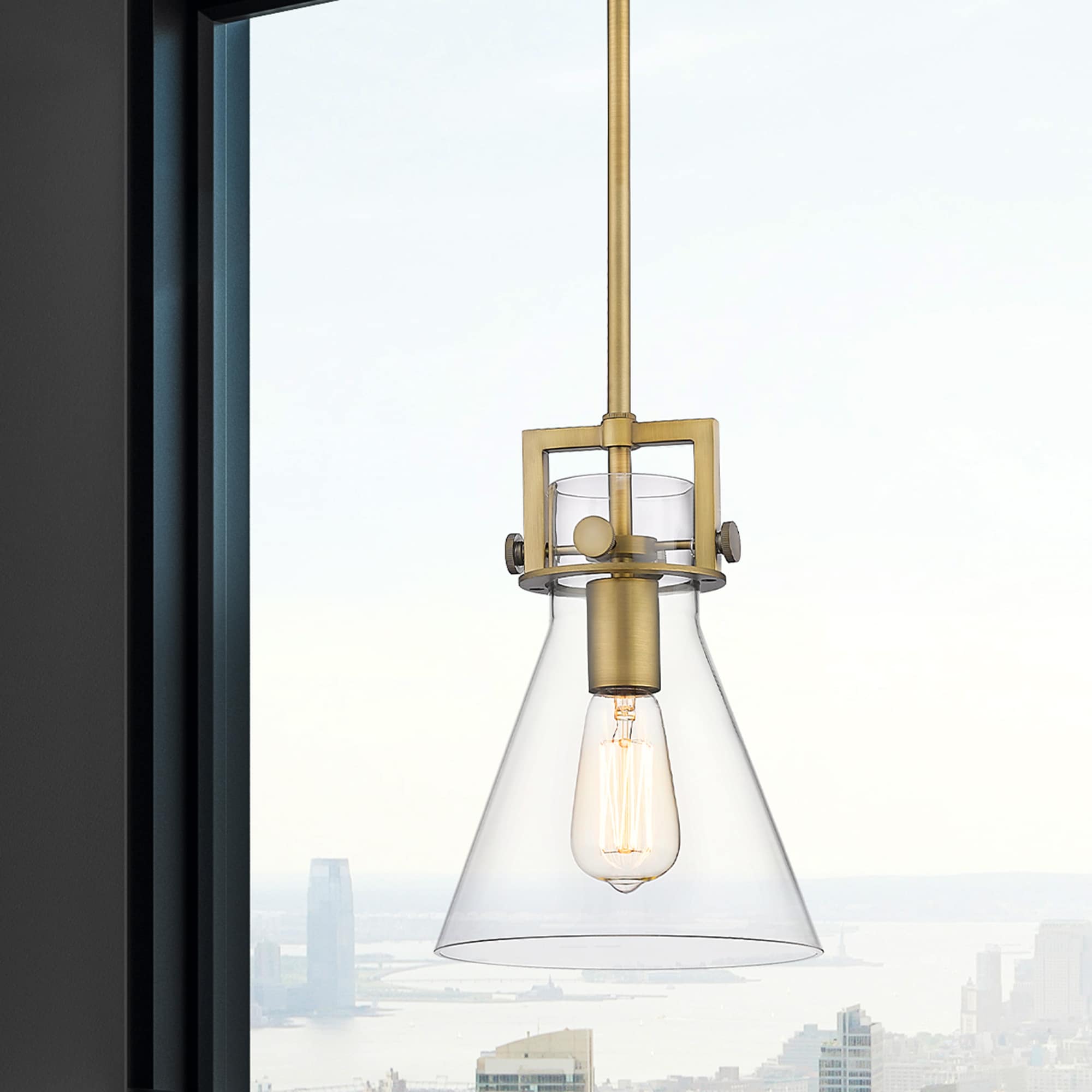Newton Mini Brushed Brass and Glass Pendant Light