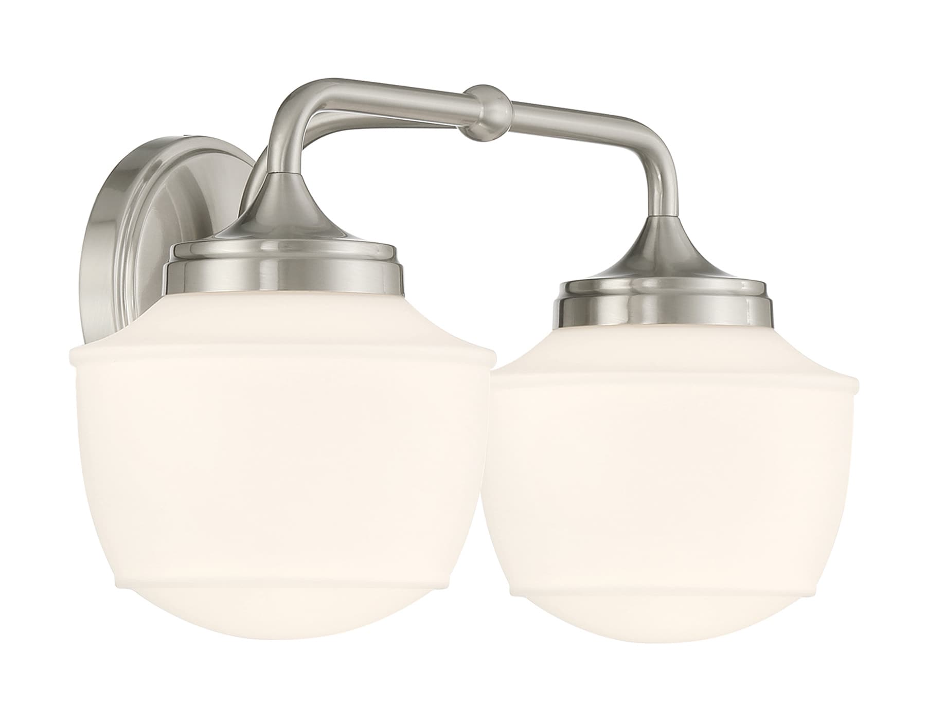 Cornwell Brushed Nickel and Opal Glass 2-Light Bath Vanity
