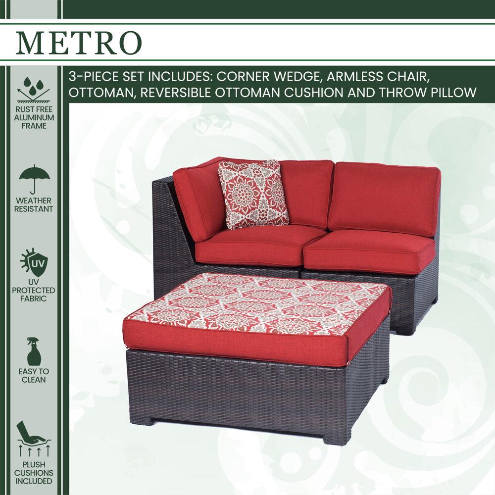 Hanover METMN3PC-B-RED Patio-Conversation-Sets - View #2