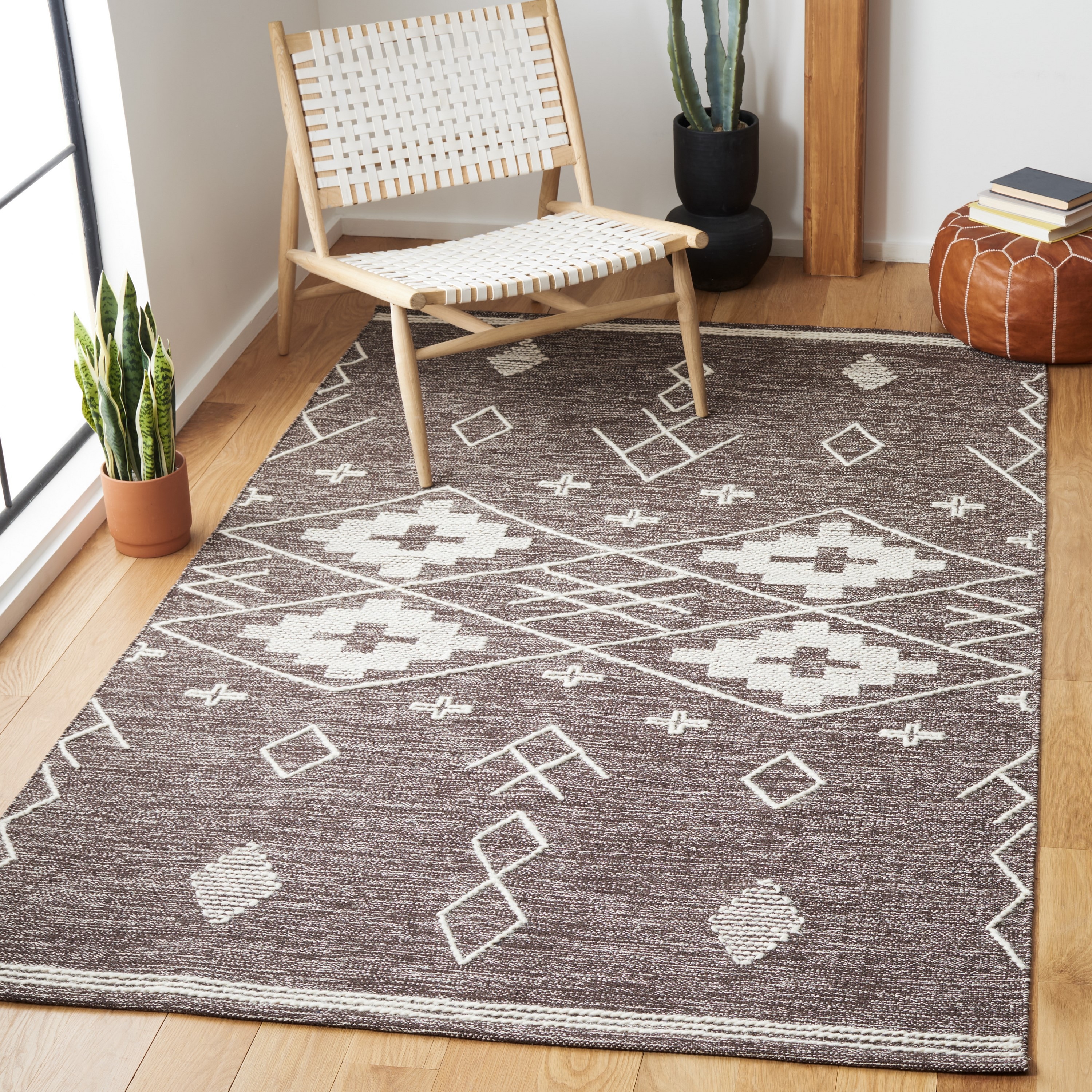 Safavieh KLM851T-3 Kilim Fabjola 3 x 5 (ft) Cotton Brown/Ivory Rectangular Indoor Tribal Global Throw rug