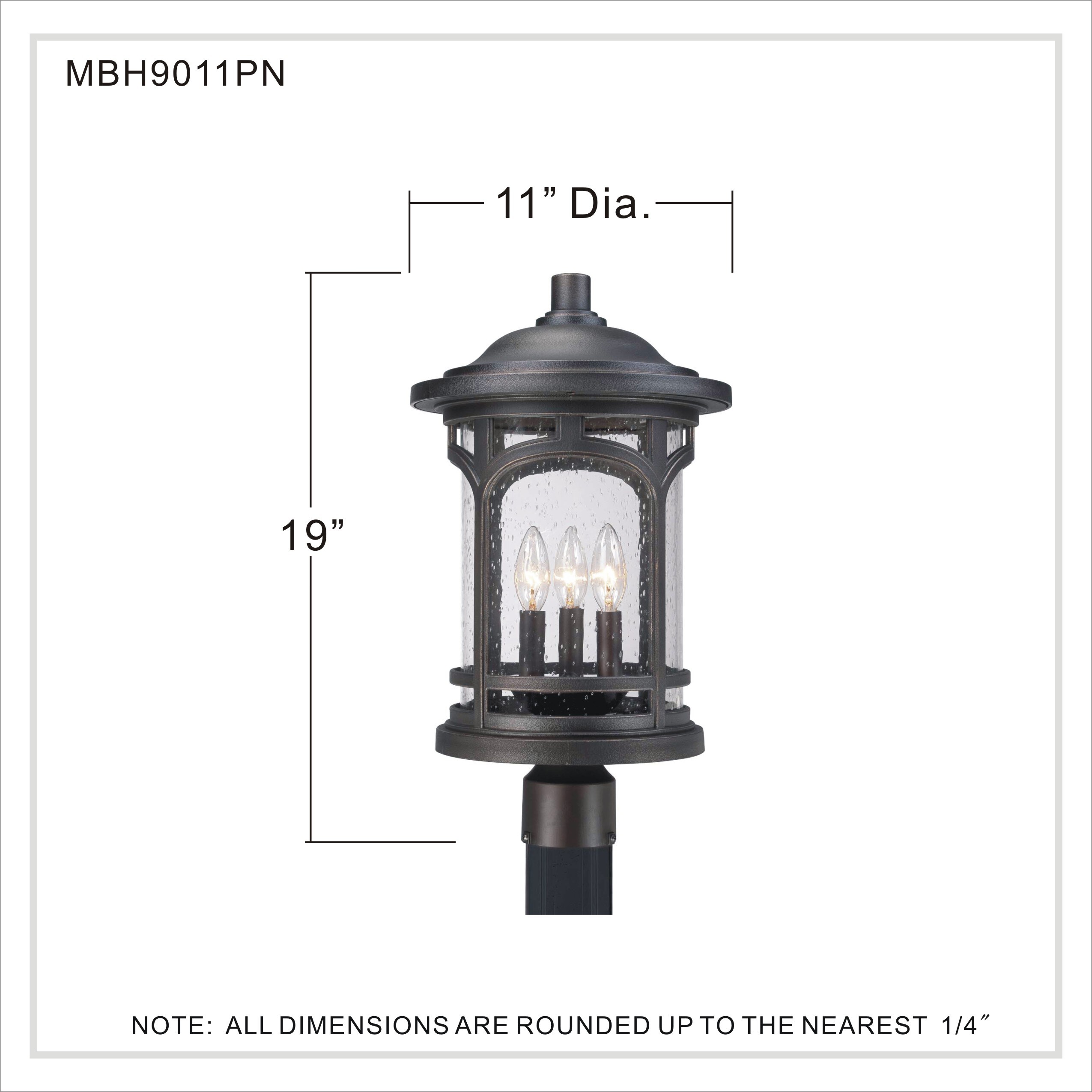 Quoizel Marblehead 19 in Palladian Bronze Traditional Outdoor Light Post Lantern MBH9011PN at Lowes