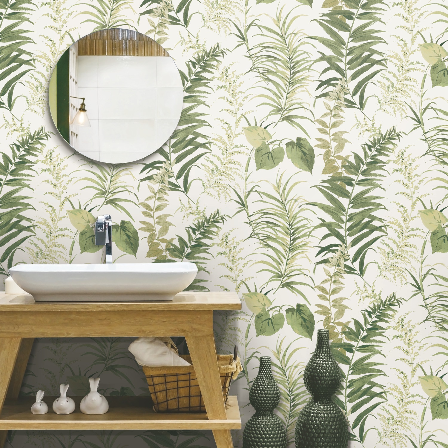 Green Fern Forest Peel and Stick Vinyl Wallpaper Mural
