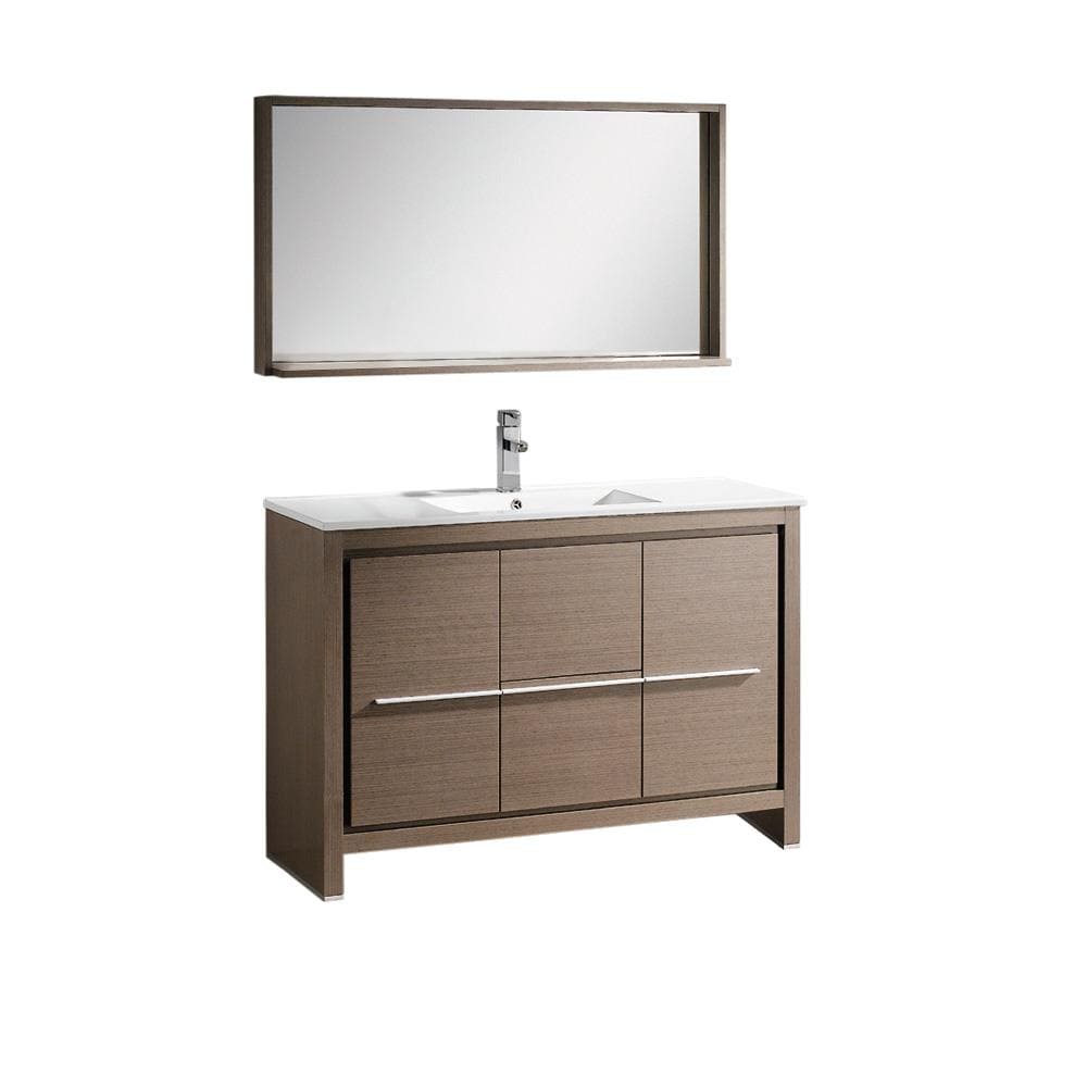 Fresca FVN8148GO Trieste 48-in Gray Oak Single sink Bathroom Vanity with White Ceramic Top (Mirror Included)
