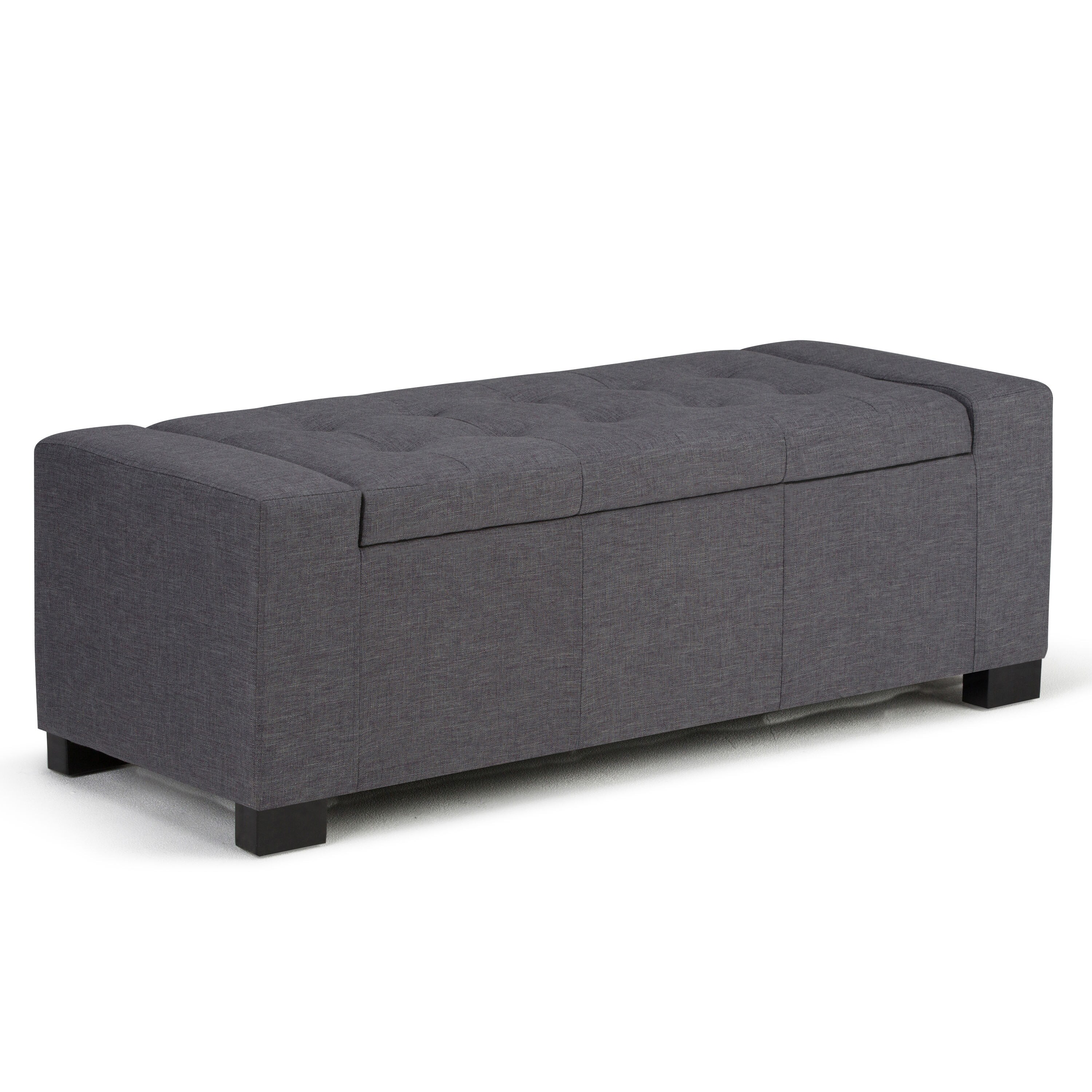 Simpli Home Avalon Modern Cloud Grey Storage Ottoman in the Ottomans & Poufs  department at