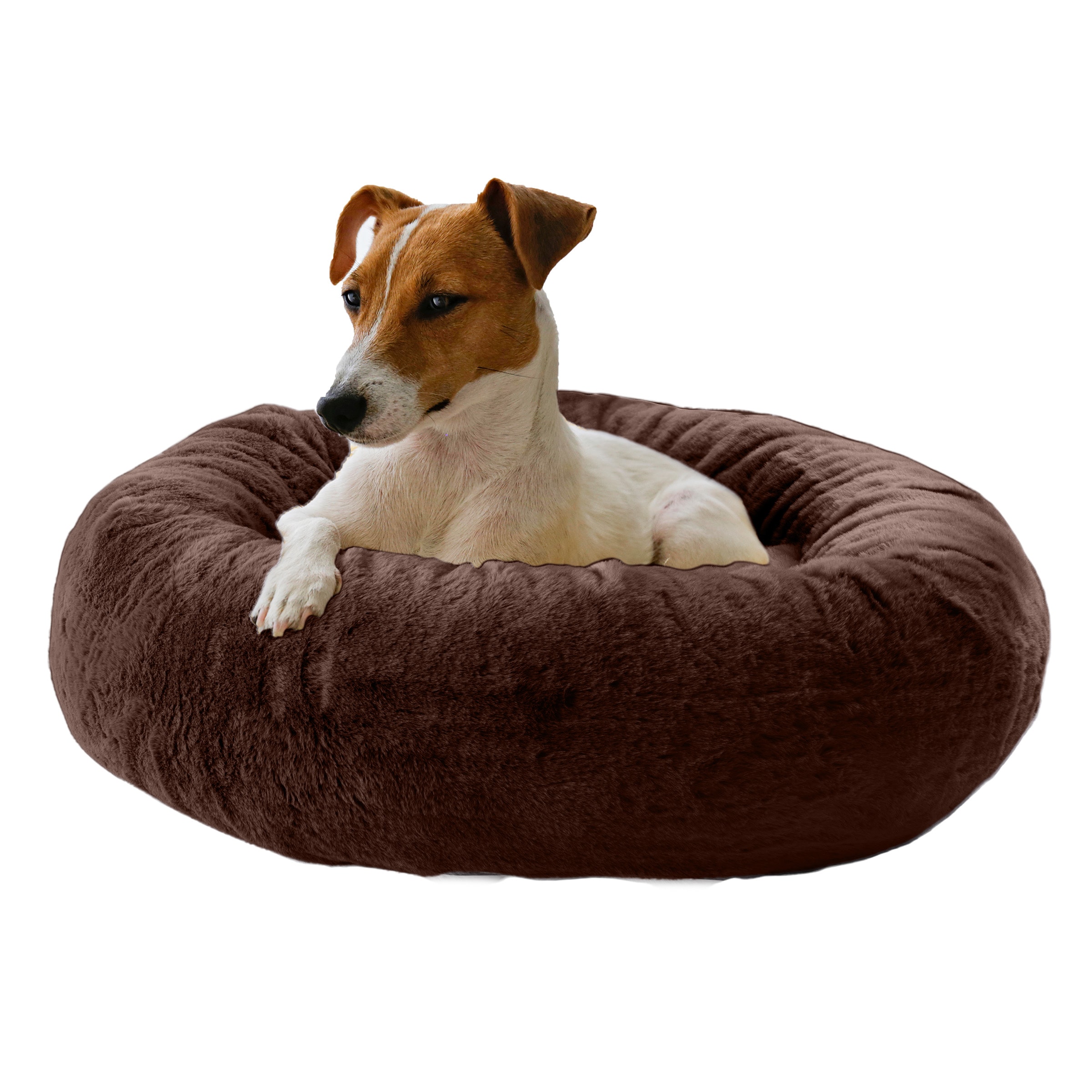 PETMAKER  25-in Donut Dog Bed and Cat Bed for Small Pets (Dark Brown)