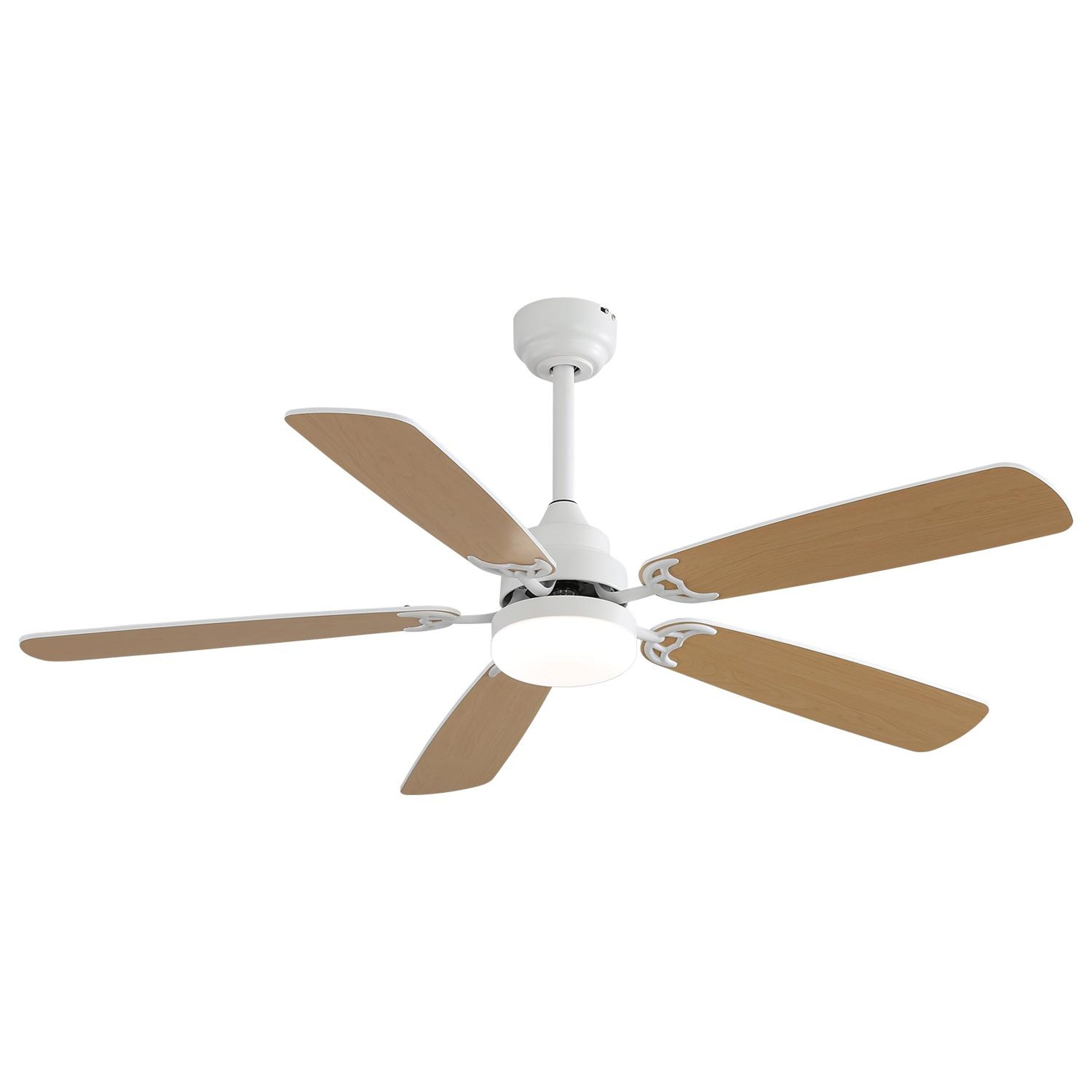 Bayfeve BFKS-46291-CF Adjustable Speed 52-in Color-Changing Integrated LED Outdoor Downrod or Flush Mount White with MDF Dual Color Blades Ceiling Fan With Light and Remote ( 5 -Blade )