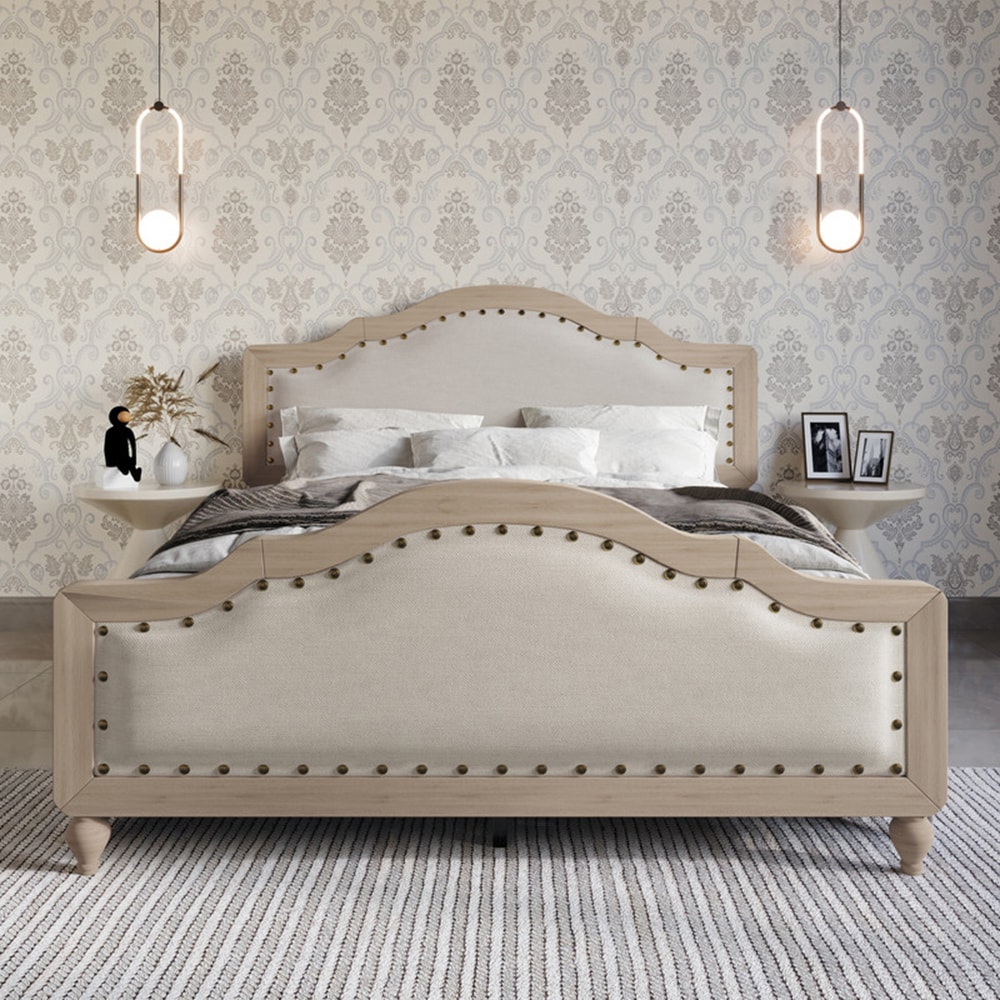 Home Design Queen Gray/Warm Gray Wood Panel Bed with Headboard