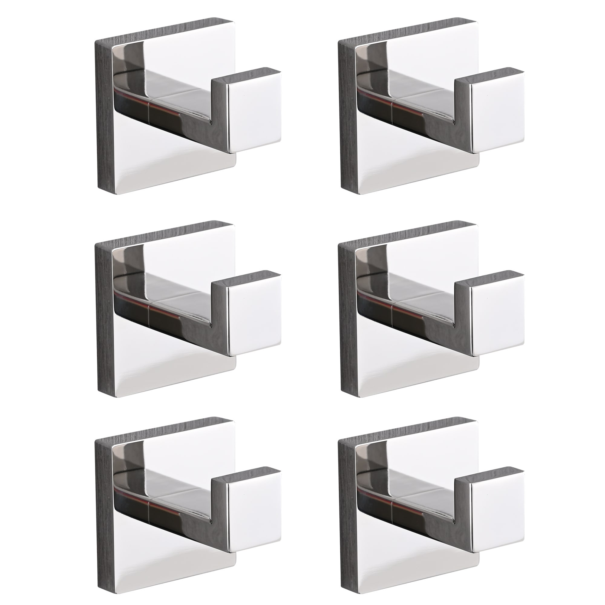 Boyel Living - 6-Piece Wall-Mounted Stainless Steel Towel Hook Set in Chrome