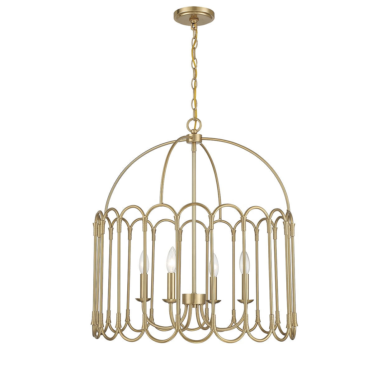 Meridian Lite Trends M7029NB Meridian 4 -Light Natural Brass Modern/contemporary Geometric Large Hanging Pendant light