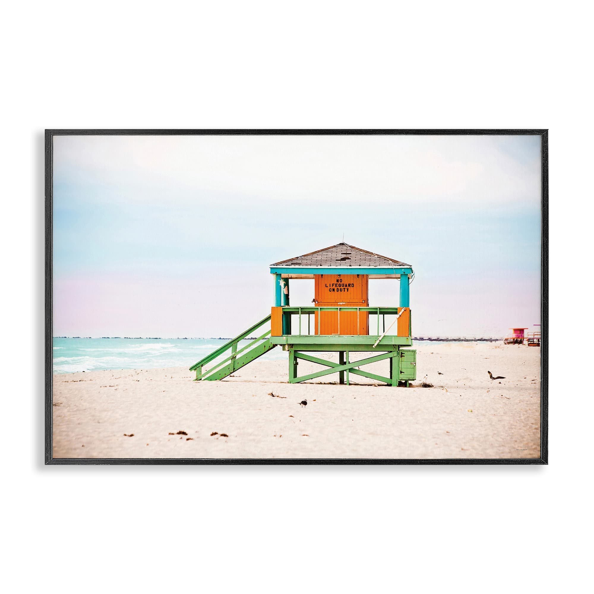 Stupell Industries BT-559-FR-12X18 No Lifeguard On Duty Framed Giclee design by Seven Trees Design
