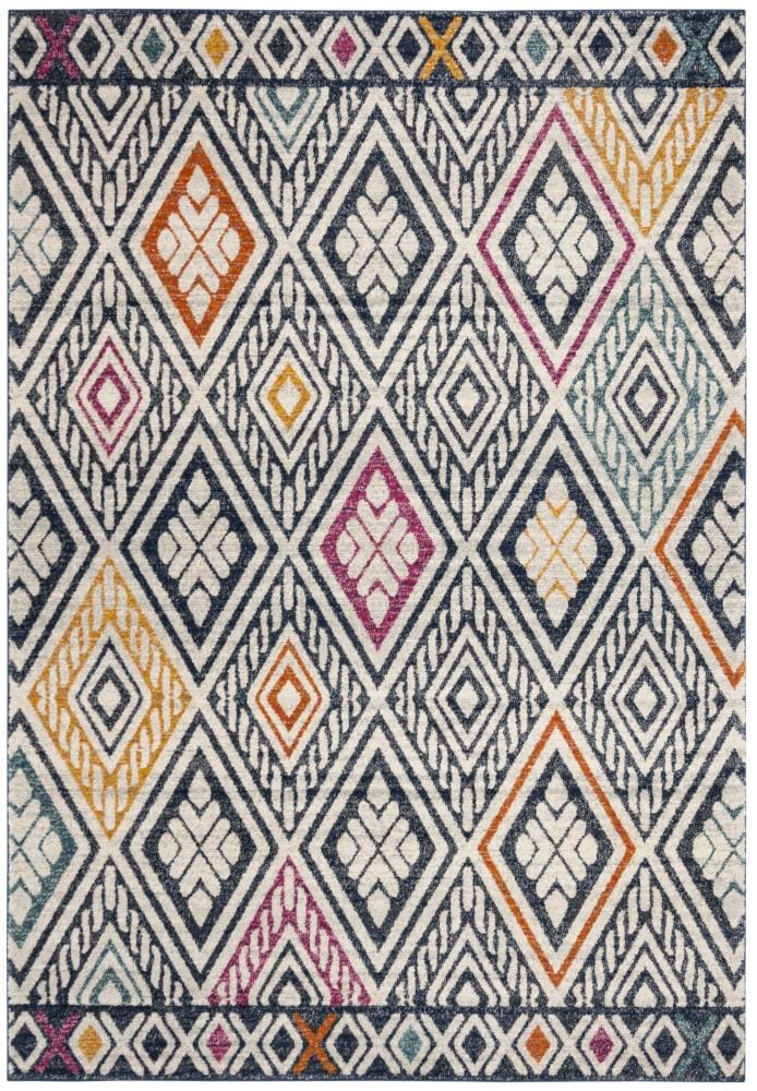 Safavieh EVK286N-5 Evoke Cairns 5 x 8 (ft) Loomed Synthetic Navy/Ivory Rectangular Indoor Geometric Mid-Century Modern Area rug