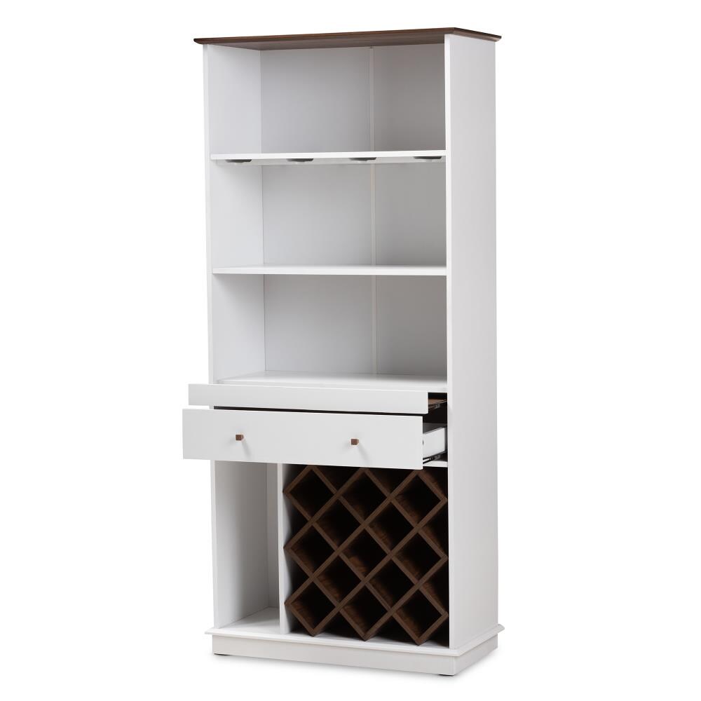 Baxton Studio 13 Bottle White Composite Stackable Wine Cabinet in