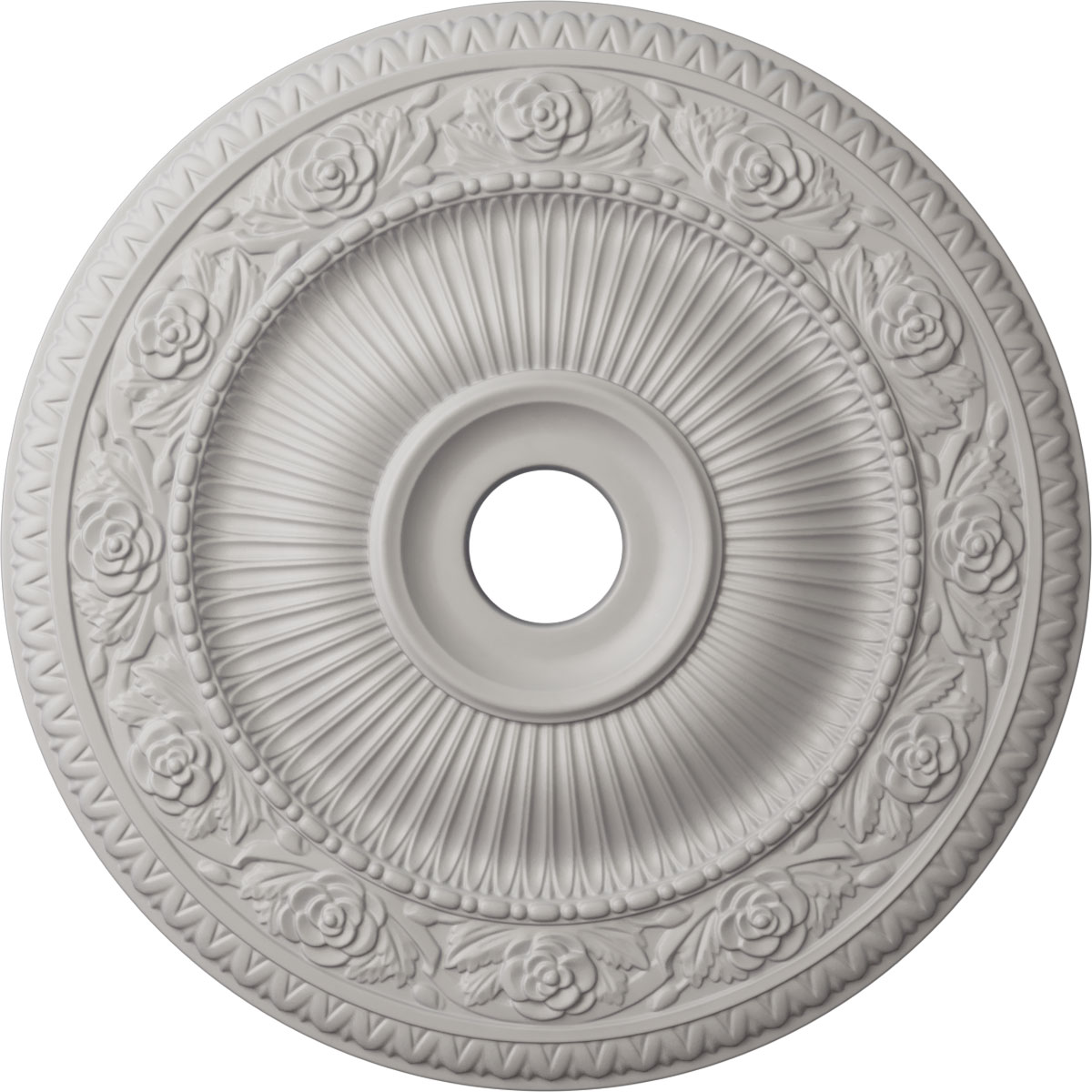 Ekena Millwork CM24LO1UWF Logan 24.25-in W x 24.25-in L Painted Ultra Pure White Polyurethane Whole Ceiling Medallion