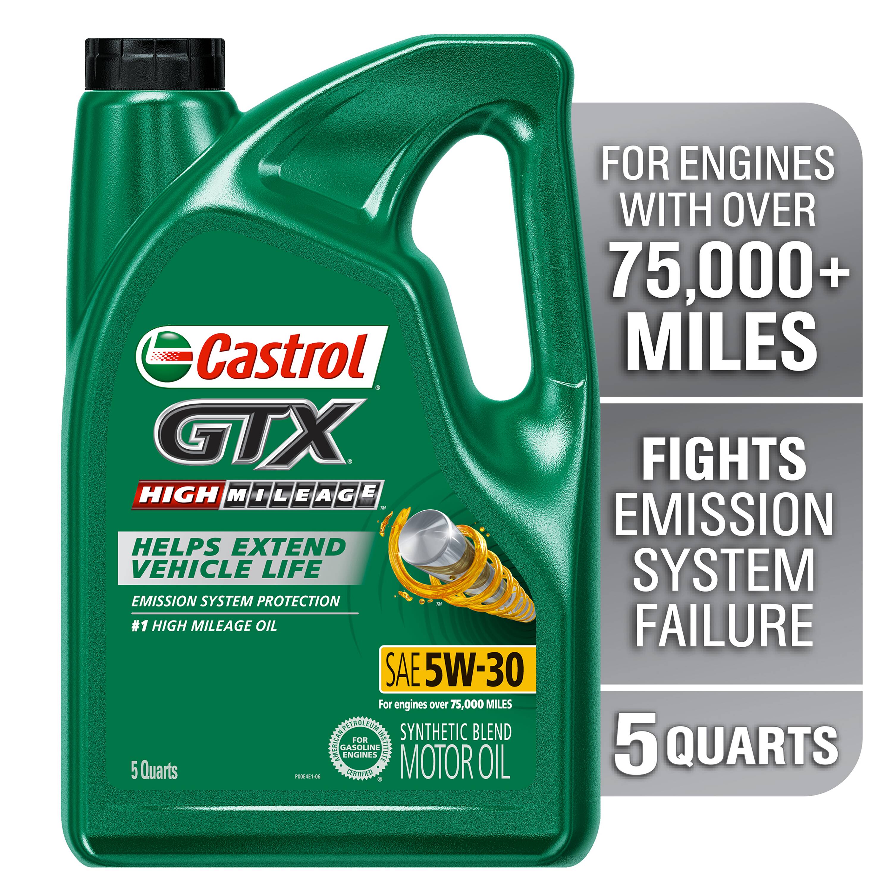 Castrol GTX High Mileage SAE 5W-30 Synthetic Blend Motor Oil - 5 qt jug