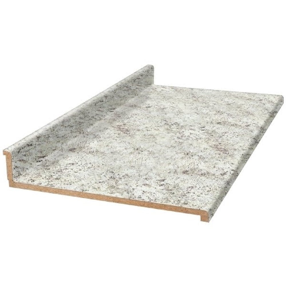 VT Dimensions 647808 12-ft x 25-in x 1-in White Juparana Laminate Countertop with Integrated Backsplash