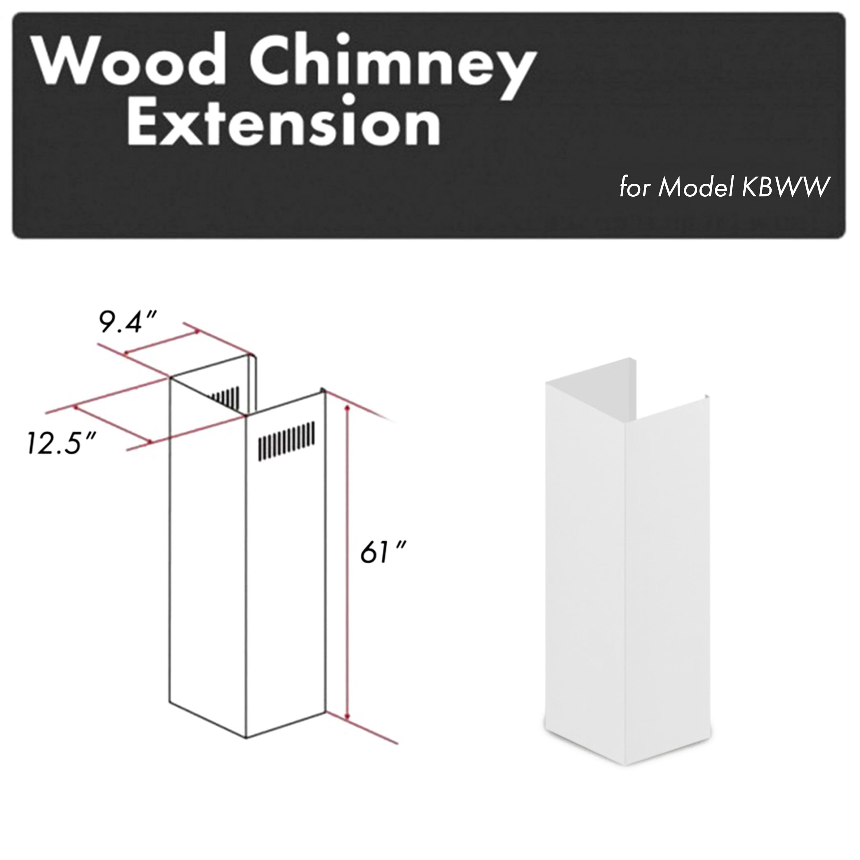 ZLINE KITCHEN & BATH KBWW-E Duct-Free Wall-Mounted range hood Flue extension Bright White