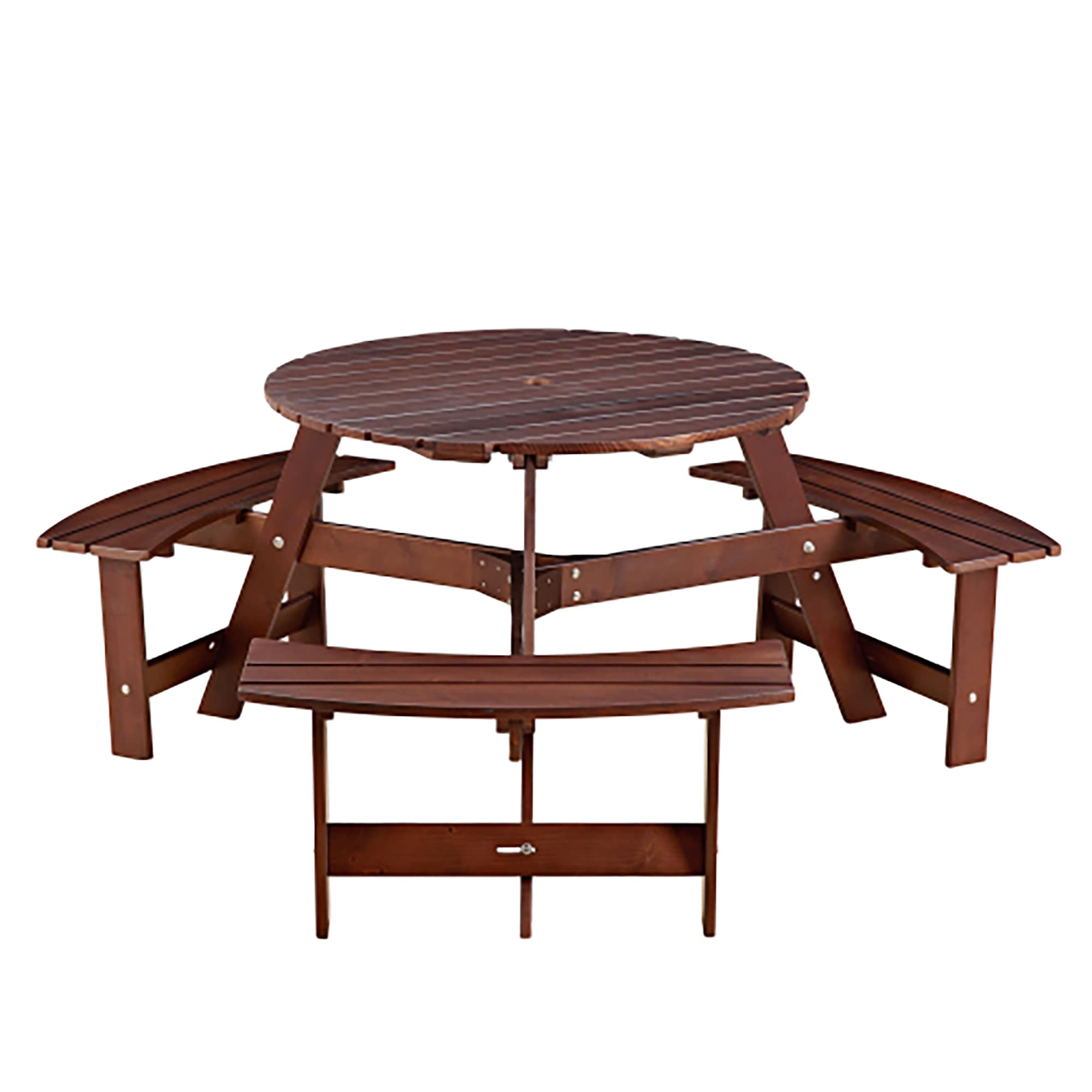 CASAINC WF-SM-H-NY 35.5-in Brown wood Round Picnic Table
