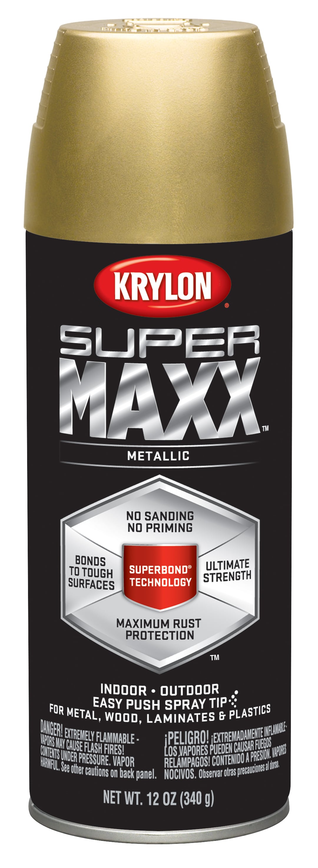 Krylon K08990000 SuperMaXX Gloss Gold Spray Paint and Primer In One (NET WT. 12-oz)