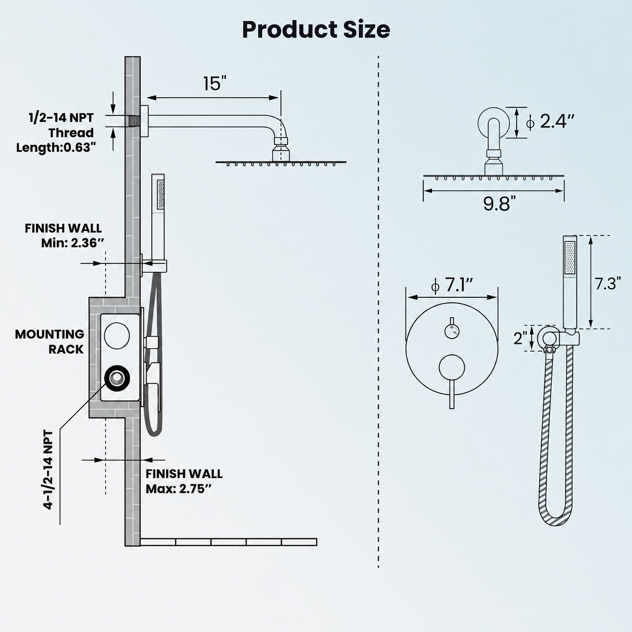 Yichuhaoxi LYI0817B156 Showerhead-Bar-Panels - View #3