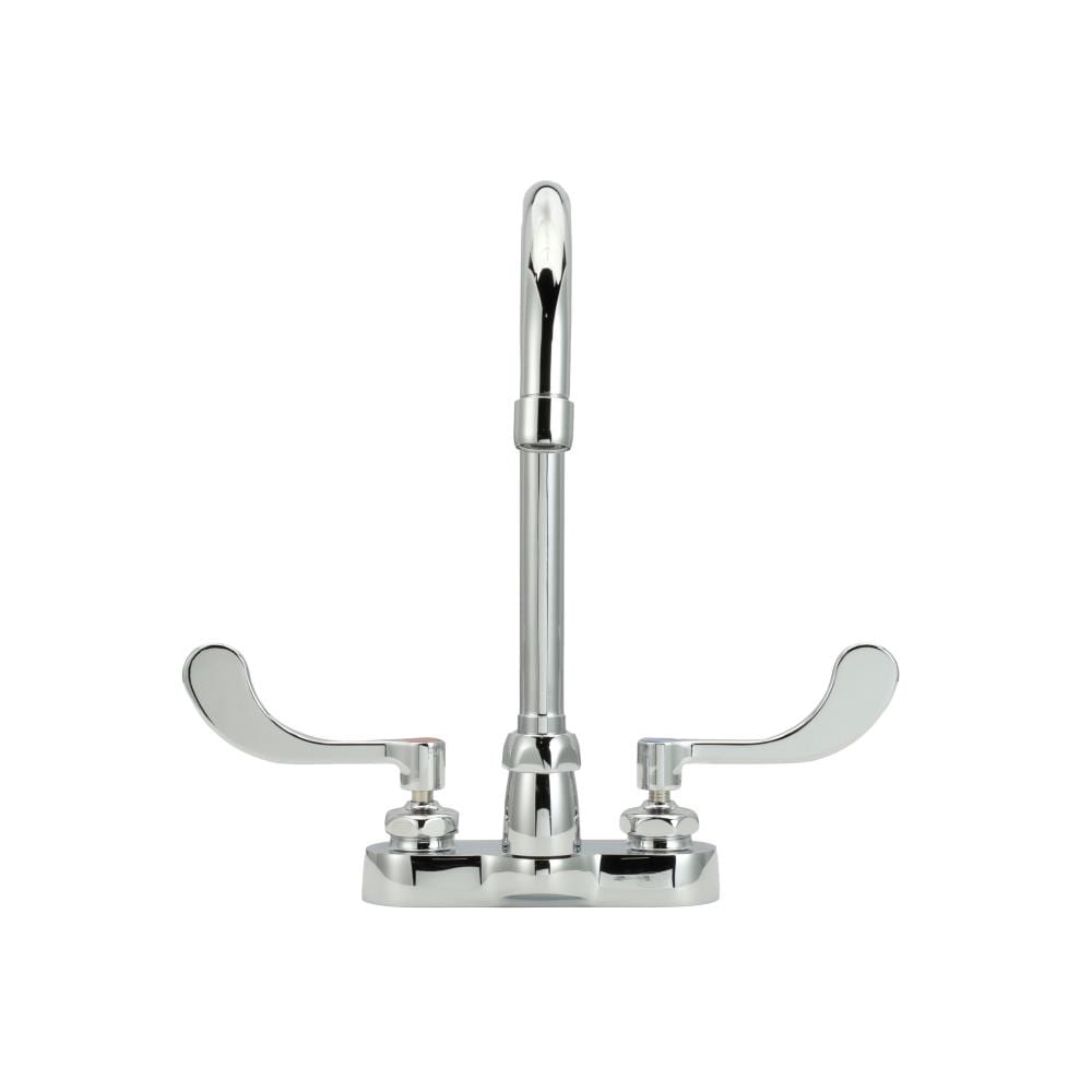 Zurn Z812B4-XL-3F AquaSpec Polished Chrome 2-hole 2-handle High-arc Commercial Handle Bathroom Sink Faucet with Deck Plate