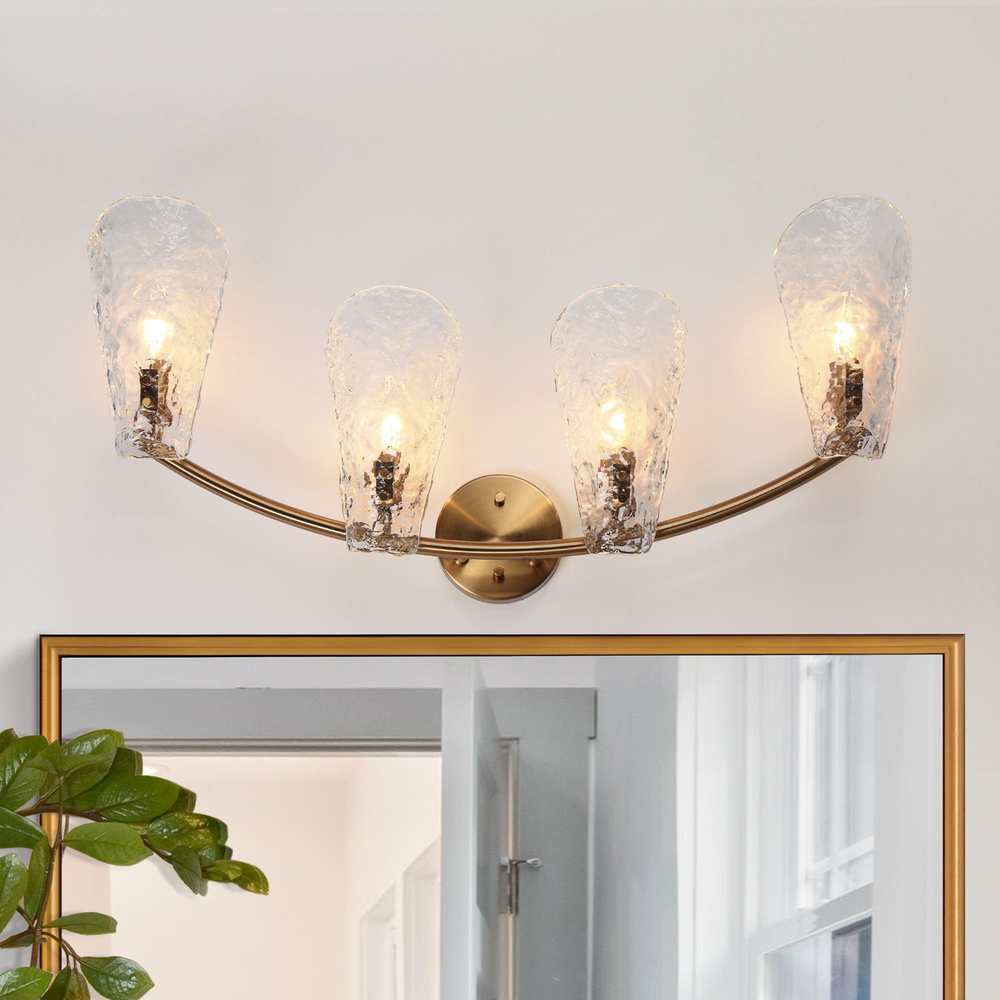 LNC LFUBABA69W4A8C Azfenro 29.5-in 4 -Light Polished Gold Modern/contemporary Vanity light bar