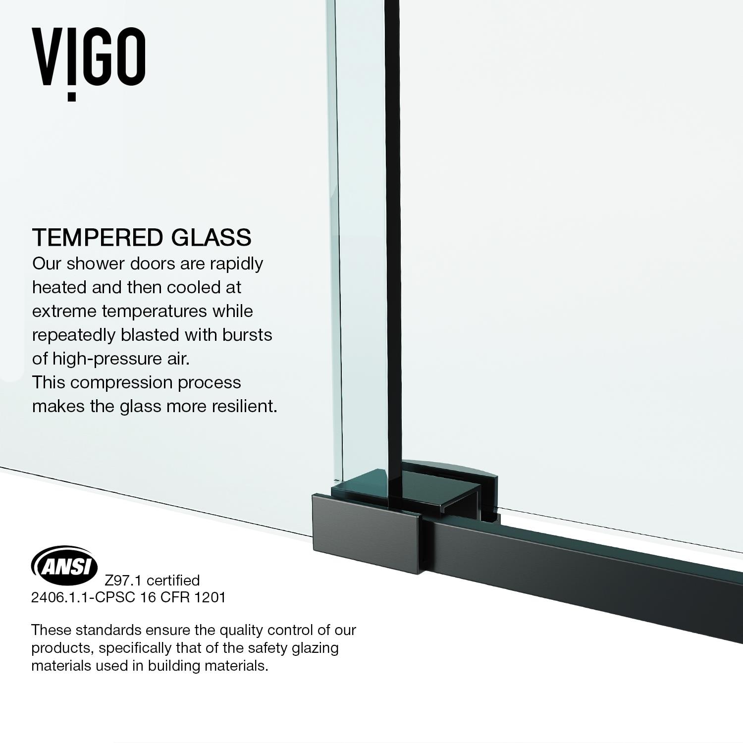 VIGO Luca Matte Black 56-in to 60-in W x 58-in H Frameless Sliding ...