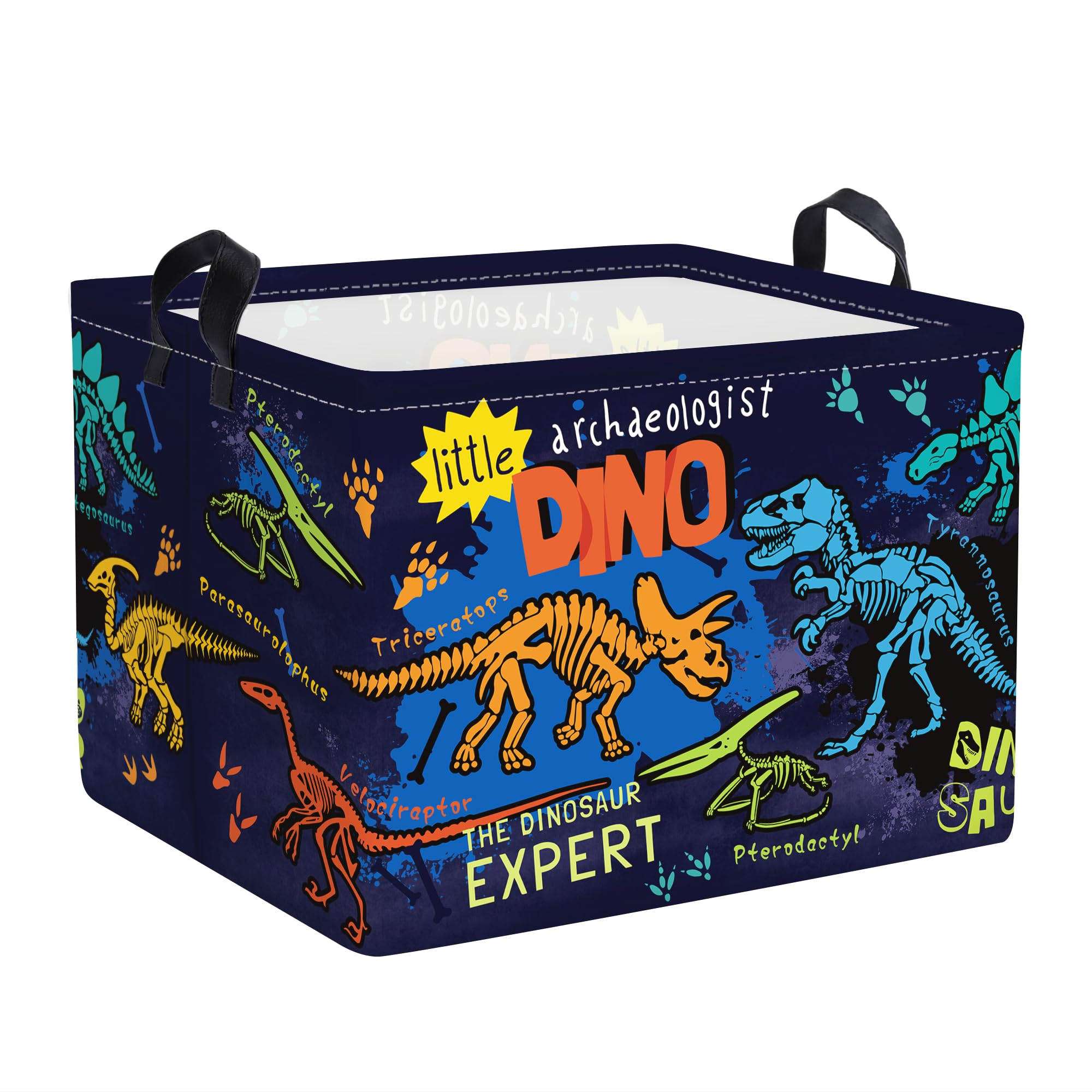 AOIZGMY  Large Boho Dinosaur Pterosaur Boy Book Toy Storage Basket Dino Palm Tree Clothes Laundry Hamper for Kid Room Nursery Skeleton 36L