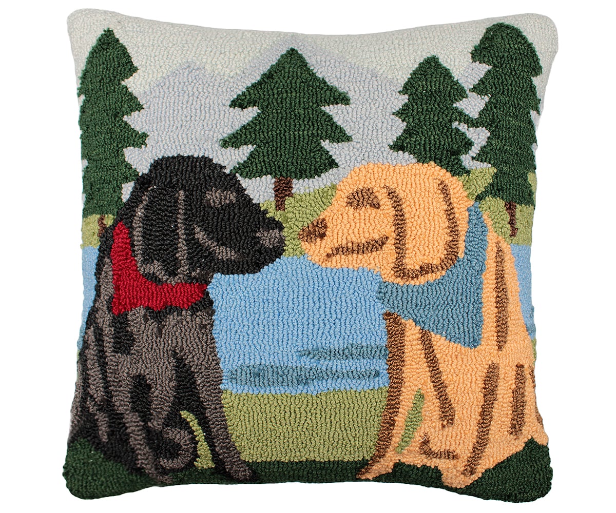 Graphic print Lake Dogs Square Throw pillow