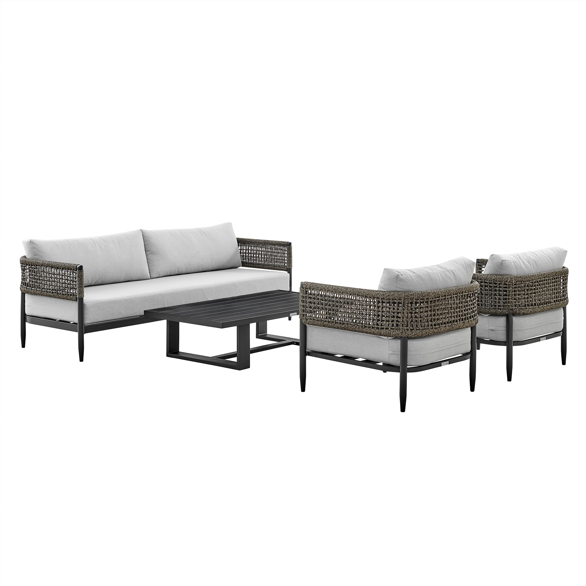 Alegria 4-Piece Black Aluminum and Rope Outdoor Conversation Set