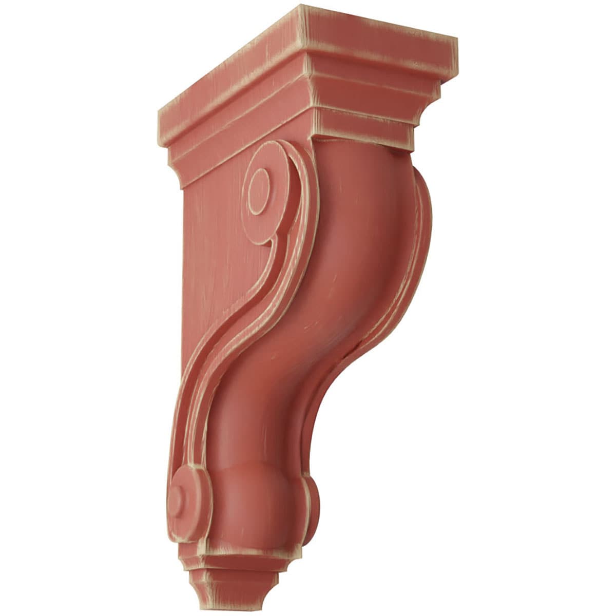 Ekena Millwork CORWD03X06X10TSRD 3.375-in x 6.5-in x 10.5-in Vintage Decor Finished Rubberwood Red Wood Paintable/Stainable Corbel