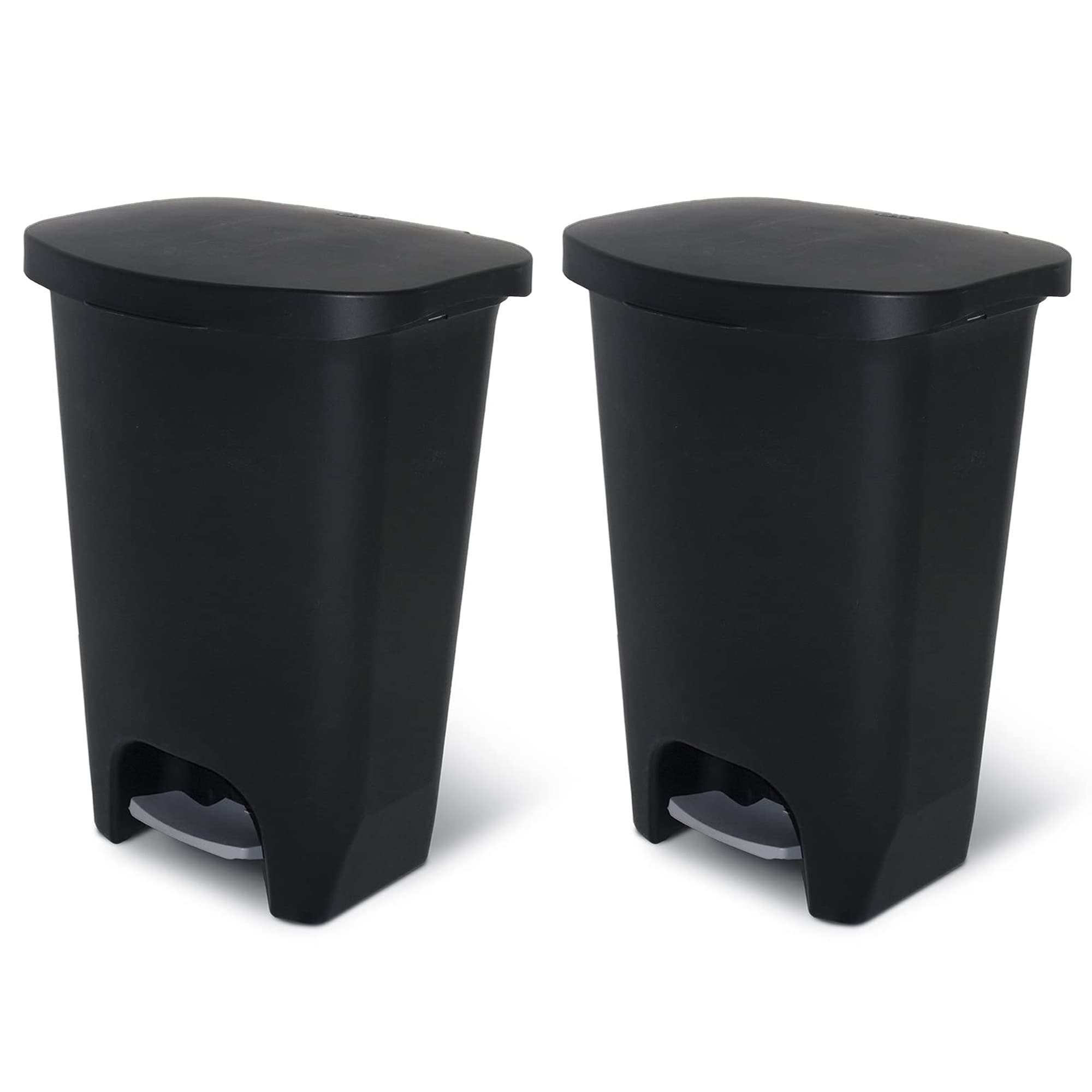 Glad 424279 Kitchen Trash Can with Lid and Garbage Bag Rings  13 Gal  Black  2 Pack