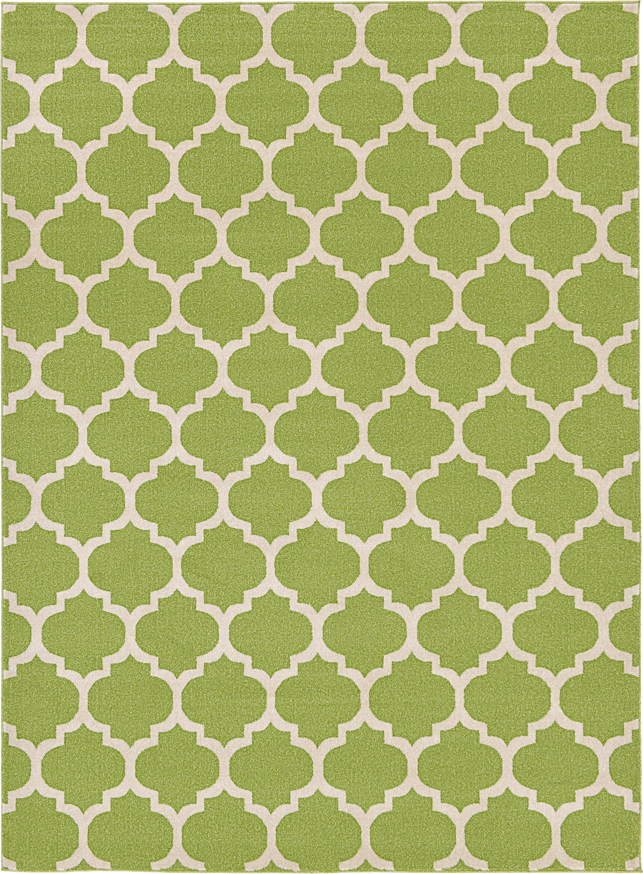 Unique Loom 3121673 Philadelphia Trellis 8 x 11 (ft) Loomed Polypropylene Green/Beige Rectangular Indoor Geometric Industrial Area rug