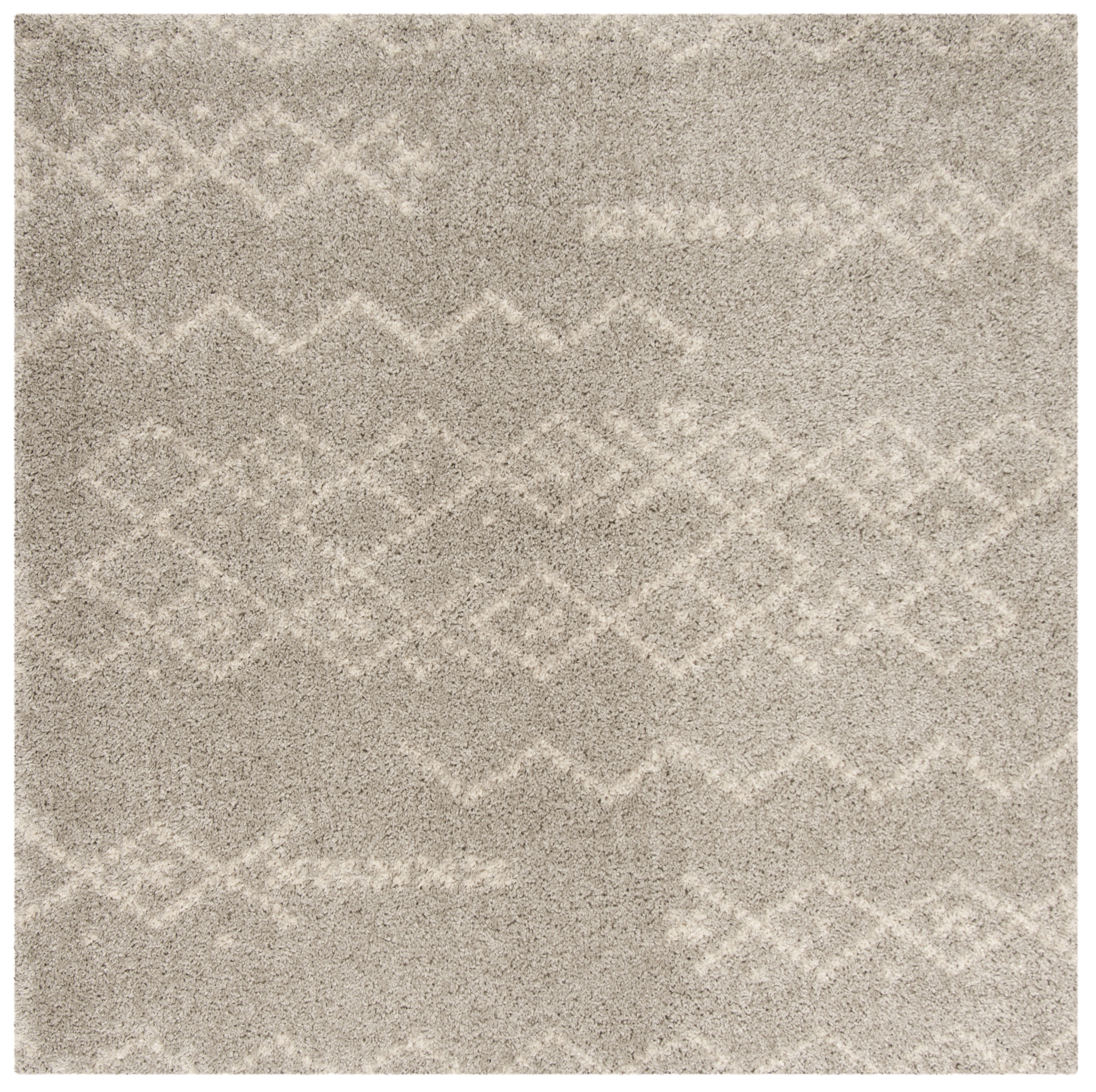 Safavieh ASG745D-7SQ Arizona Jed Shag 7 x 7 (ft) Loomed Polyester/Polypropylene Gray/Ivory Square Indoor Abstract Moroccan Area rug